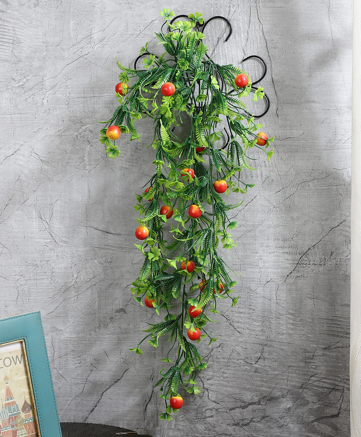 Foliyaj Artificial  Long Apple Vine with Metal Wall Stand - 70 centimetre-picture-17