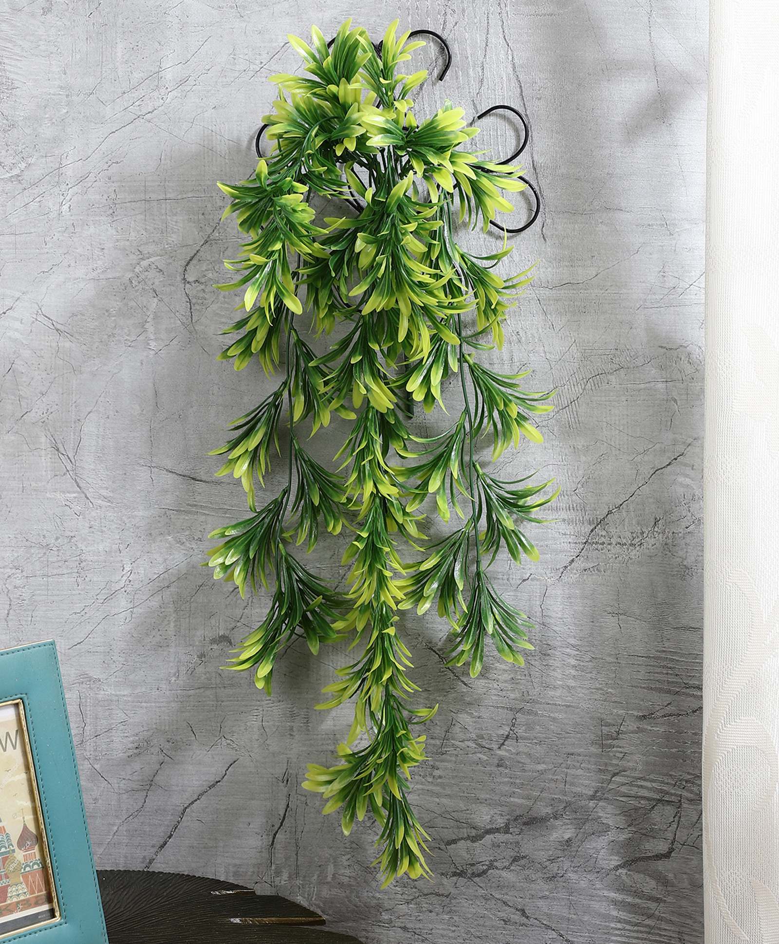 Foliyaj Artificial  Long Green Vine with Metal Wall Stand - 70 centimetre-picture-18
