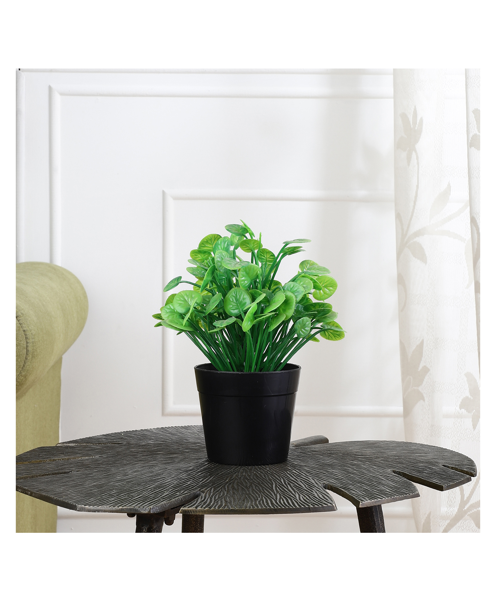 Foliyaj Artificial Real Looking Water Cress Plant with Black Round Pot-image-16