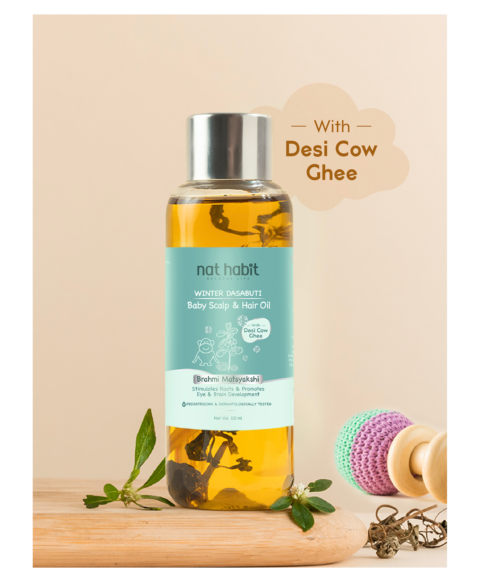 Nat Habit baby Scalp Winter Hair Oil, Brahmi Matsyakshi Dasabuti Massage Oil For Hair, Prevents Cold & Boosts Immunity, 110ml-picture-24