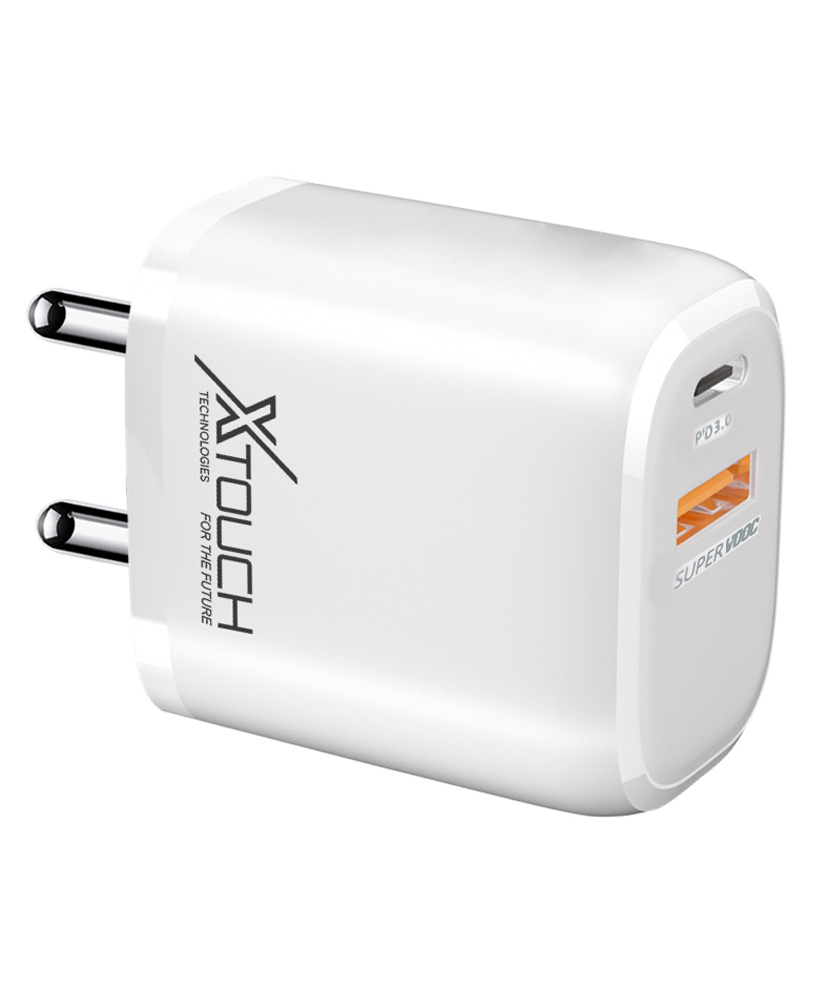 XTOUCH 38 Watt Type-C and USB Fast Charger Adaptor for iPhone -White-image-3