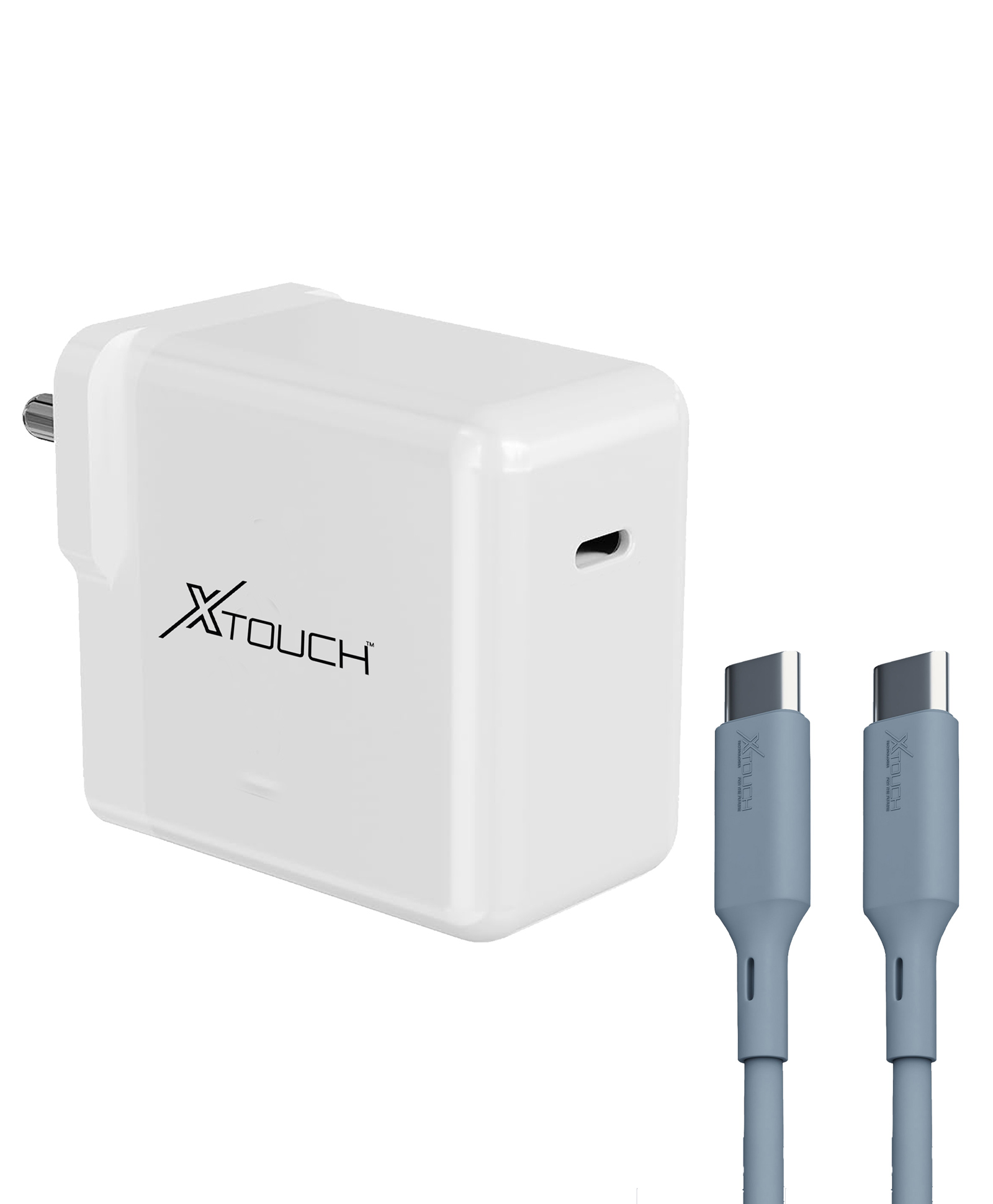 XTOUCH 65W Type C and USB Ports Adapter with Type C to C Cable 2M- White-image-7