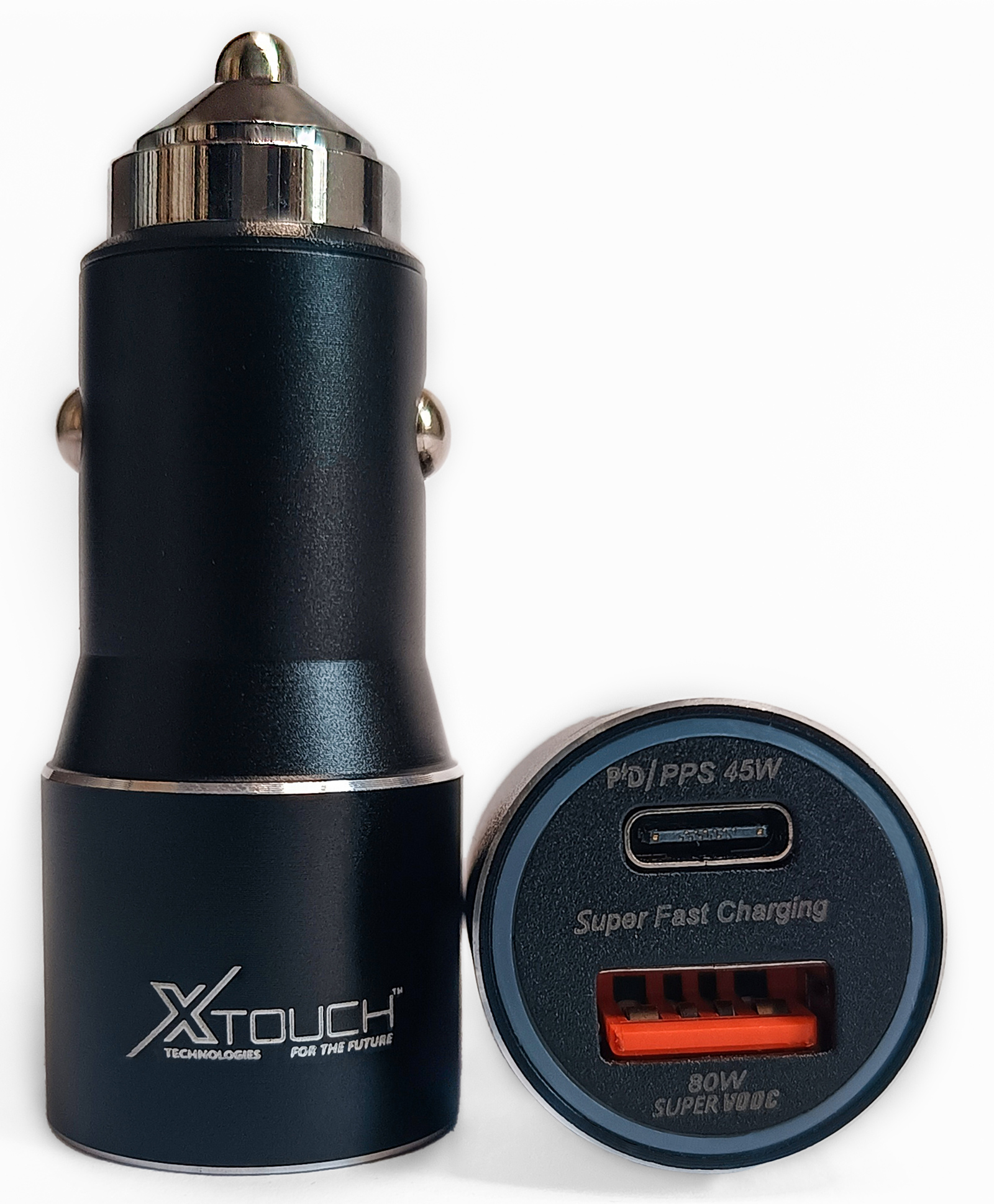 XTOUCH 125W All Metal PD Quick Charger 2 Port Fast Car Charger Type C and USB Output - Black-image-20