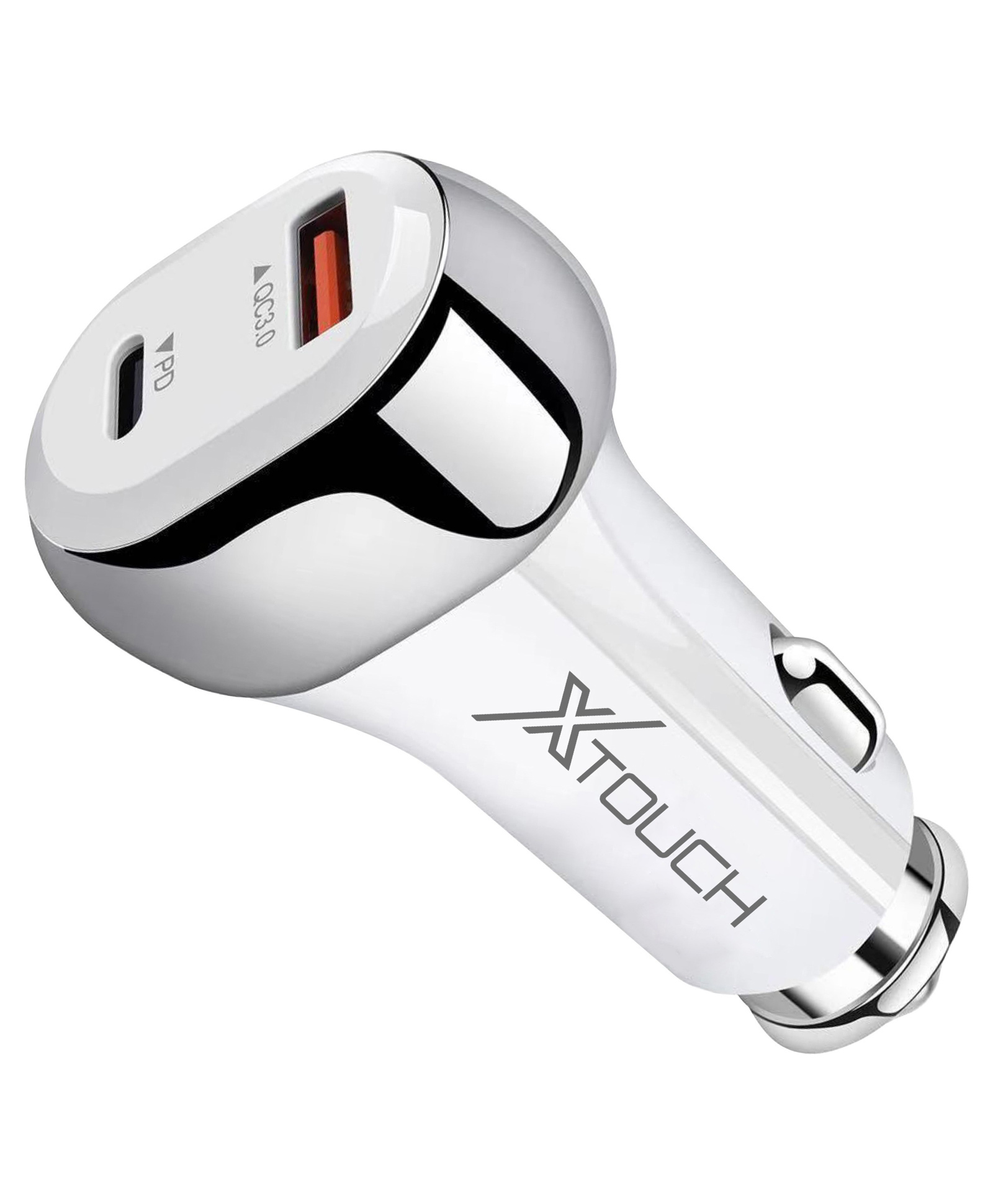 XTOUCH 38 W Qualcomm 3.0 Turbo Car Charger 2 Port Fast Car Charger Type C and USB Output- White-picture-28