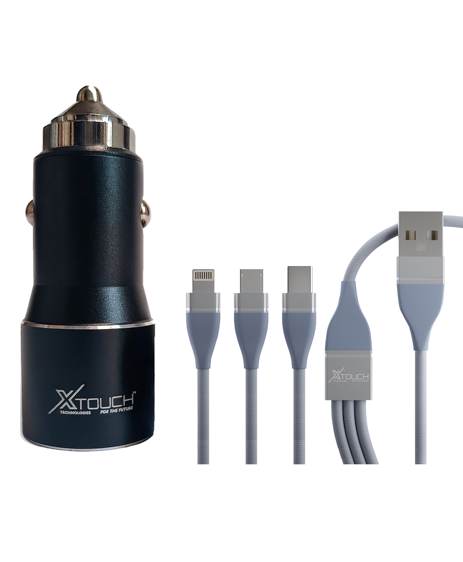 XTOUCH 125W All Metal PD Quick Charger 2 Port Fast Car Charger-Type C and USB- Black-image-7