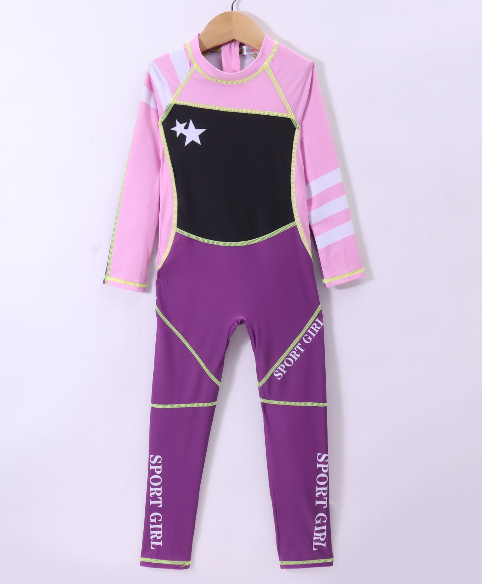 Kookie Kids Full Sleeves  Legged Swimsuit with Star & Text Print -  Purplre-image-20