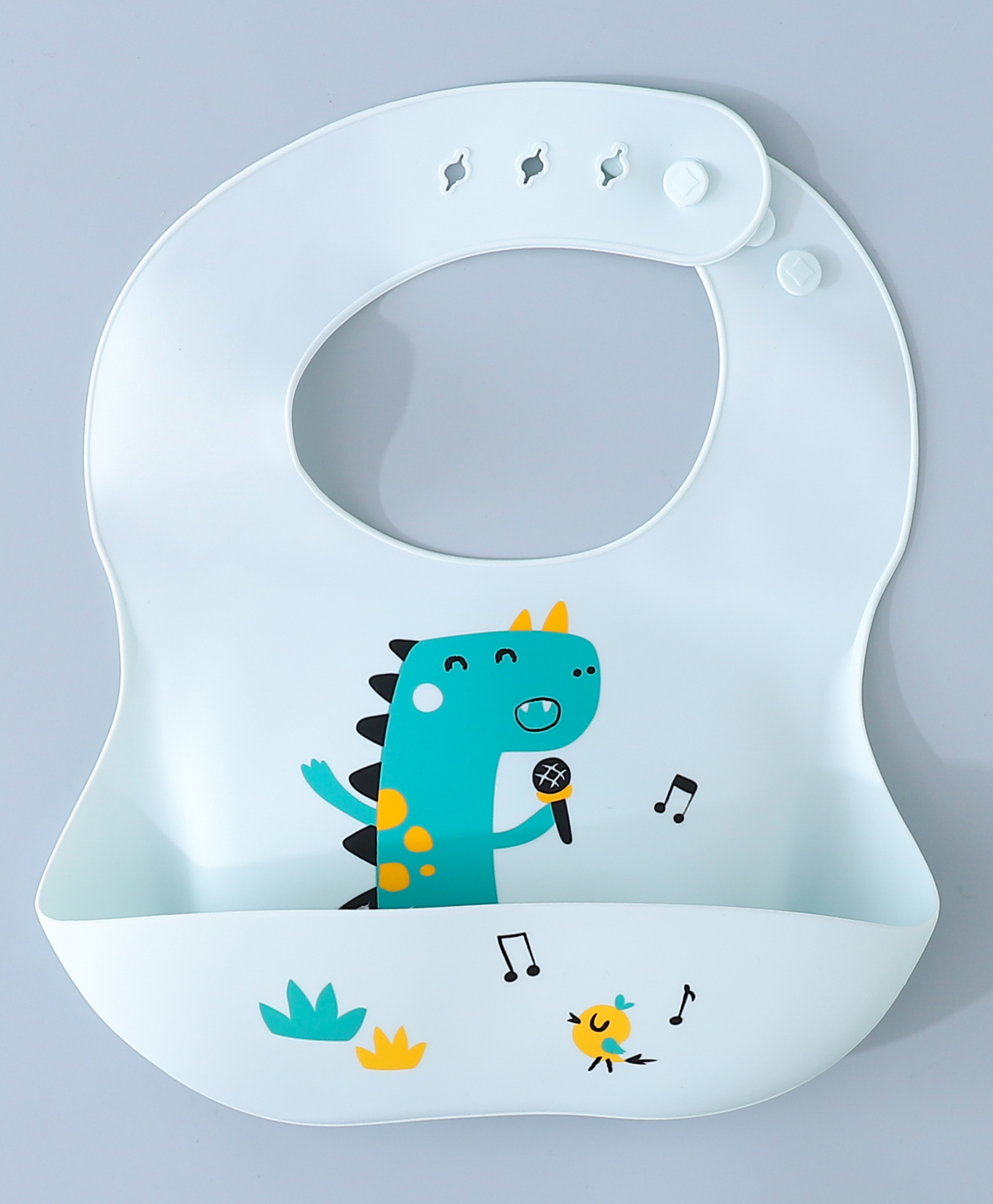 fab n funky Silicone Bib With Dino Print- Light Blue-picture-16