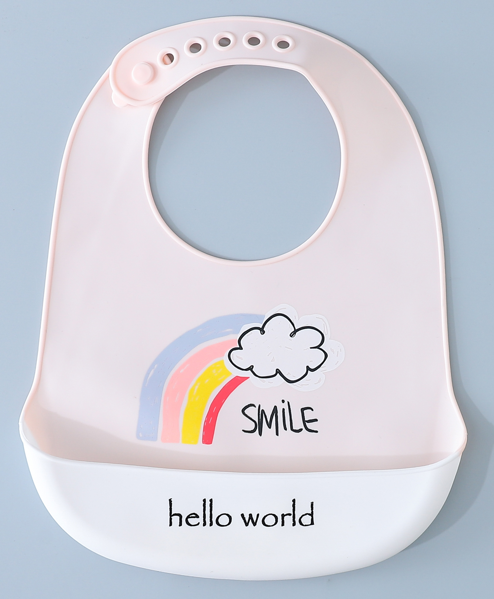Silicone Bib With Rainbow Print-Pink-image-27