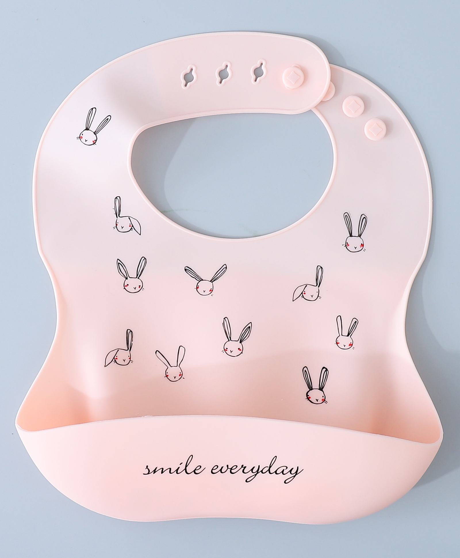 Silicone Bib With Bunny Print-  Pink-image-35
