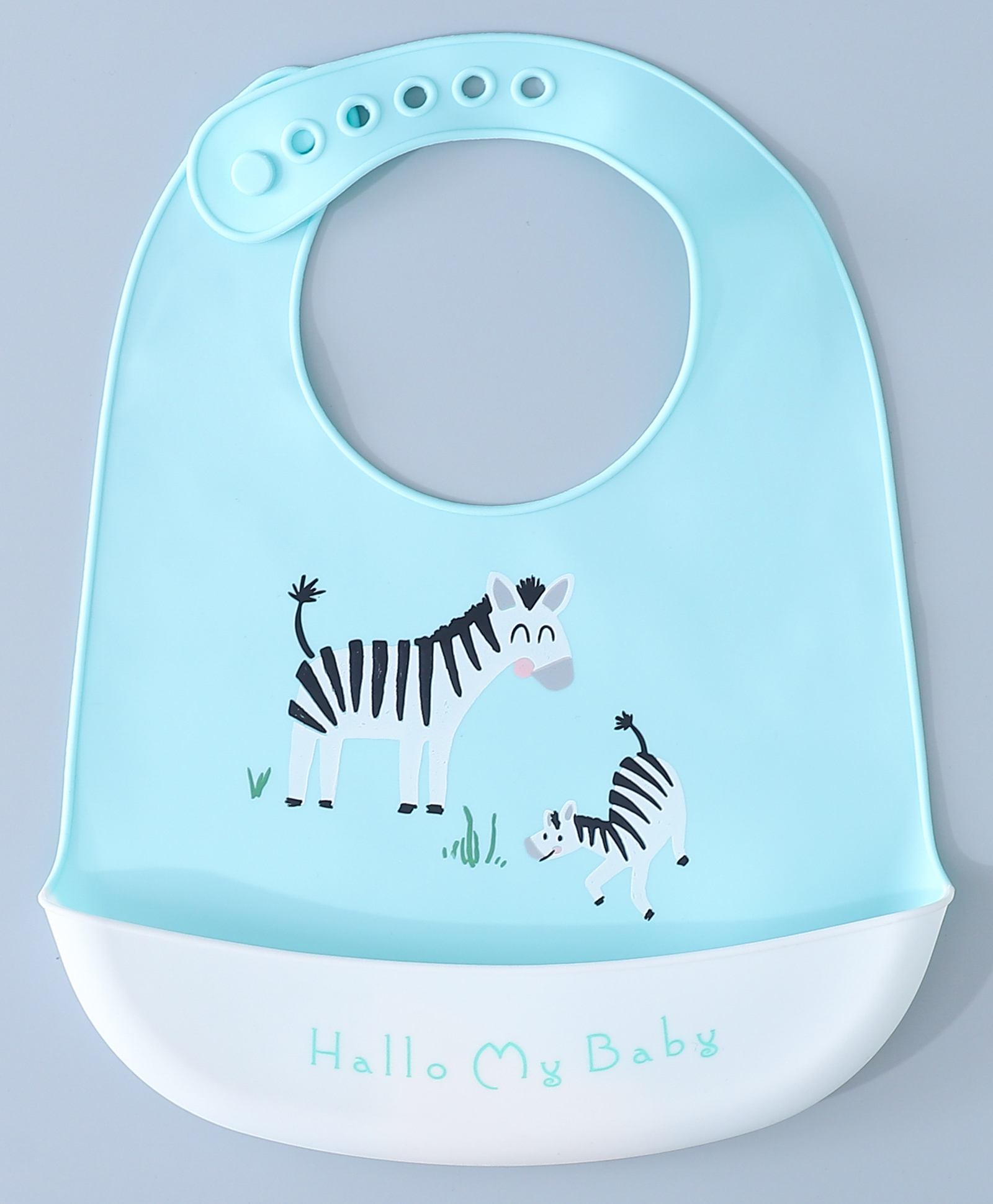 fab n funky Silicone Bib With Zebra Print-  Blue-picture-19