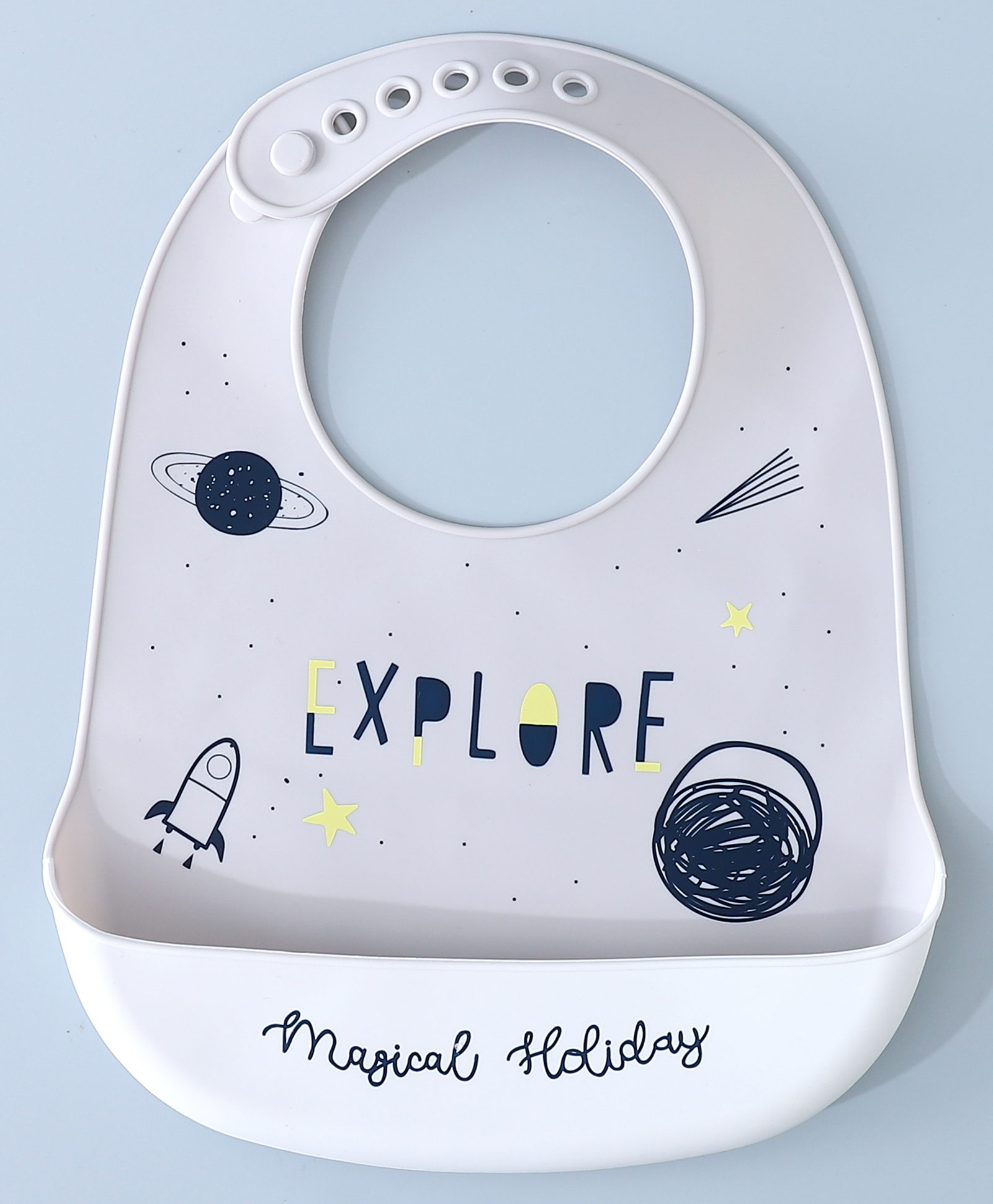 fab n funky Silicone Bib With Space Print-  Grey-picture-18