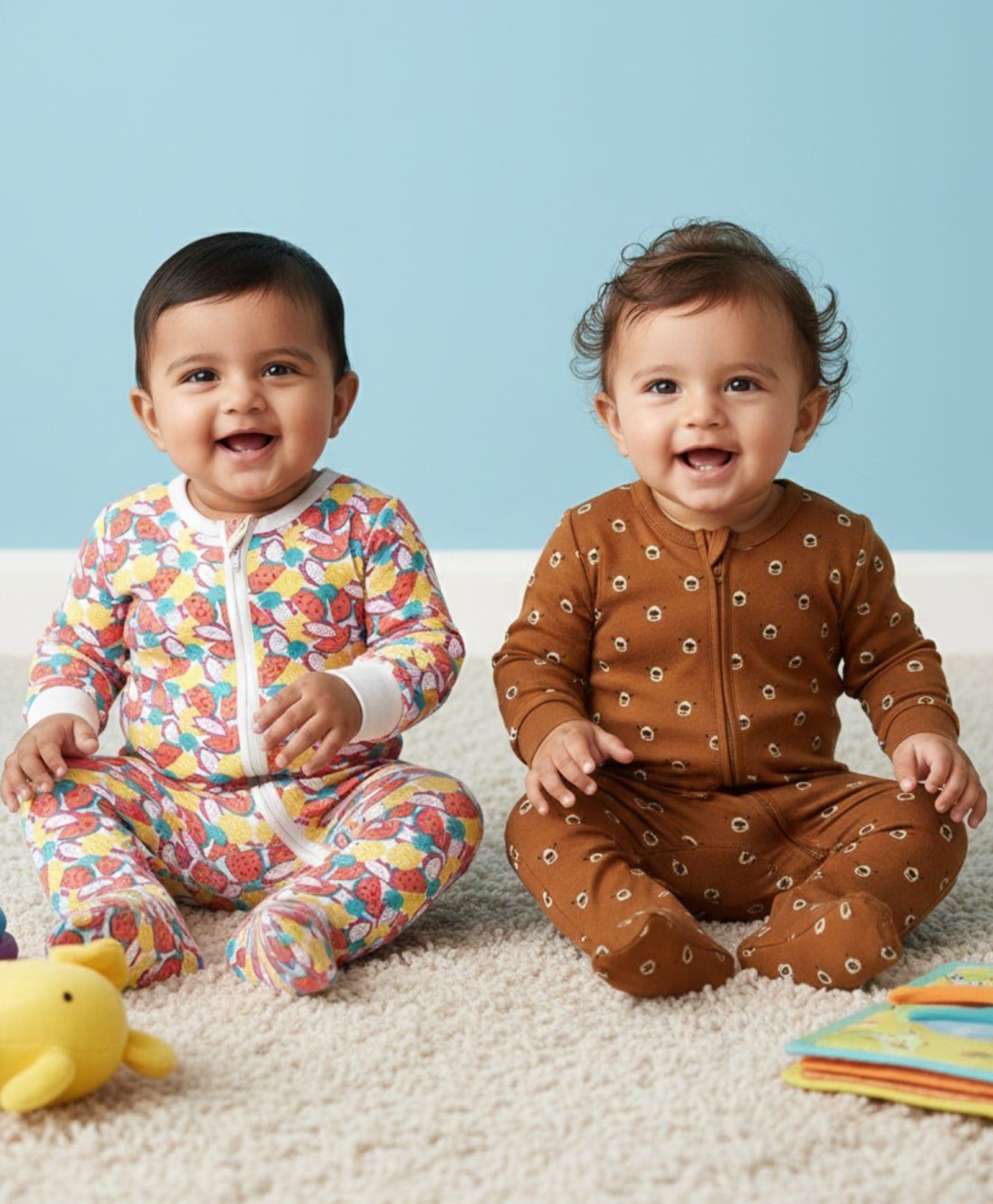 The Mom Store Zipper Romper Combo of 2: Fruitilicious-Beary Best- MultiColor-image-46