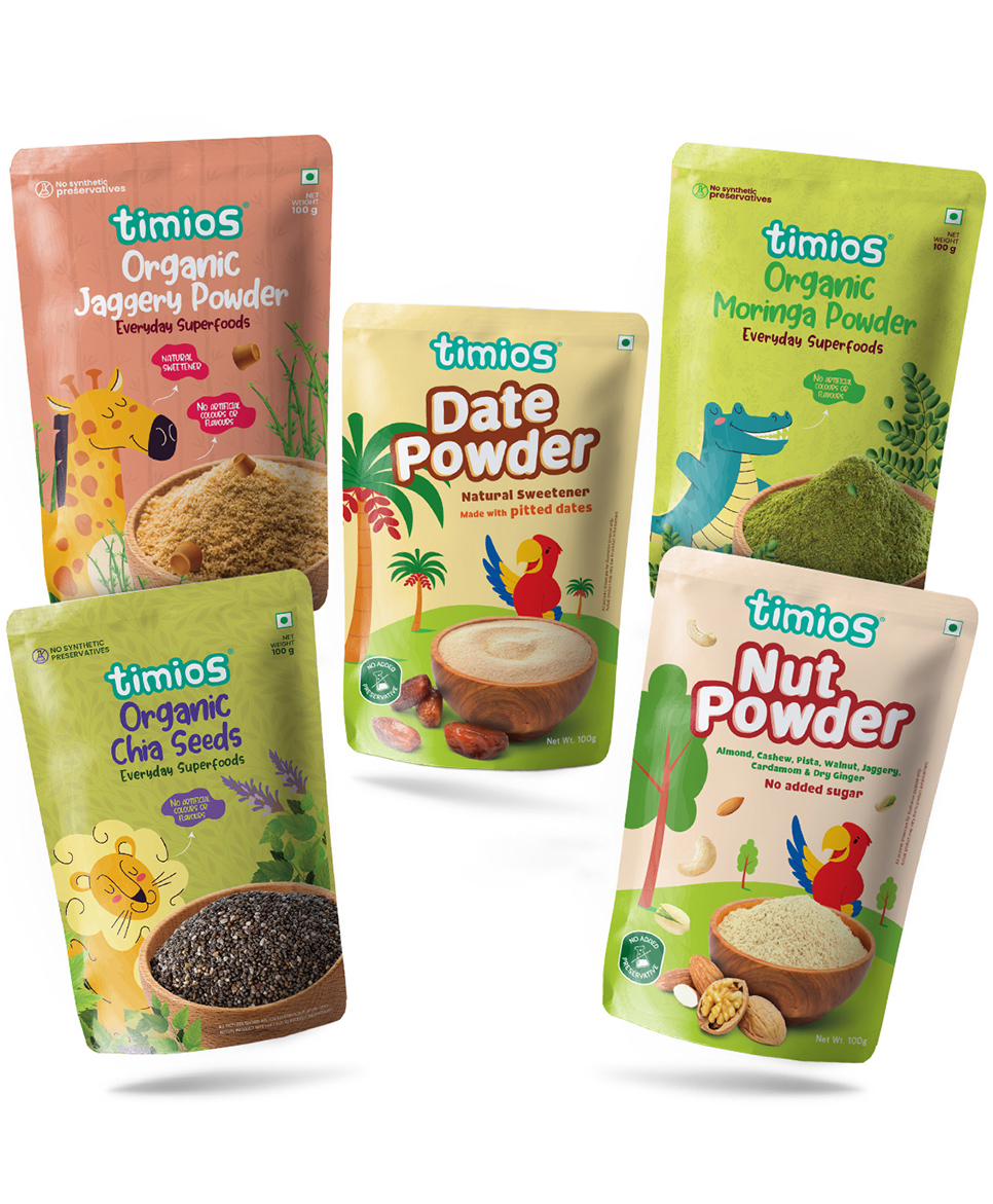 timios 100% Organic Nut Powder, 100% Organic Jaggery Powder, 100% Organic Chia Seeds, 100% Organic Moringa Powder & 100% Organic Date Powder - 100 g Each-image-23