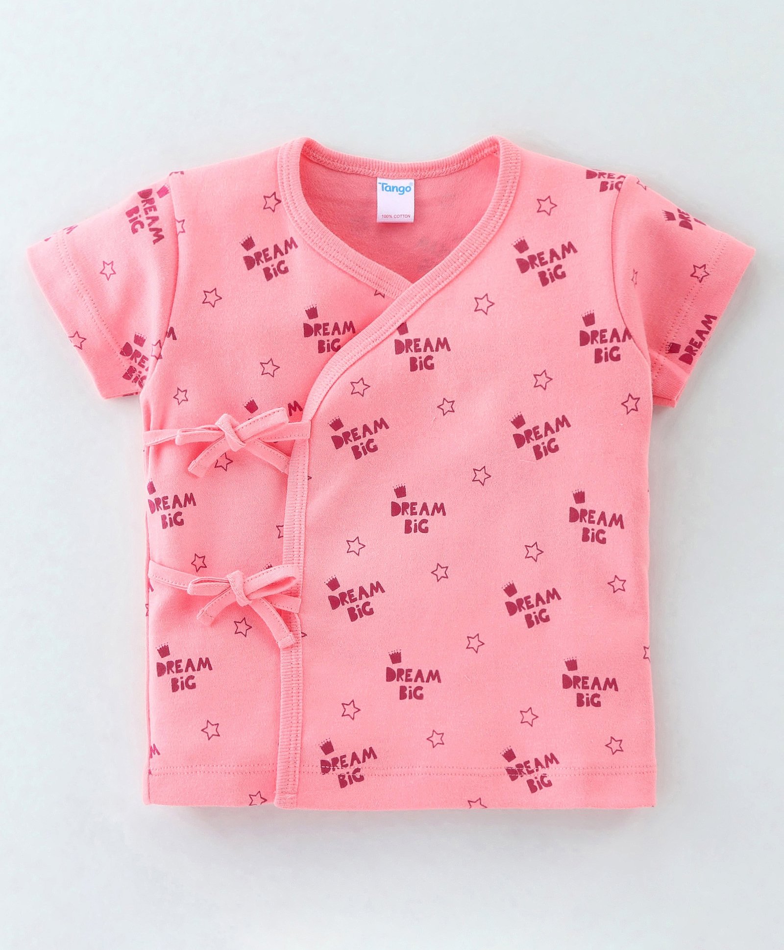 Tango Cotton Single Jersey Knit Half Sleeves Vest Star Print - Pink-image-14