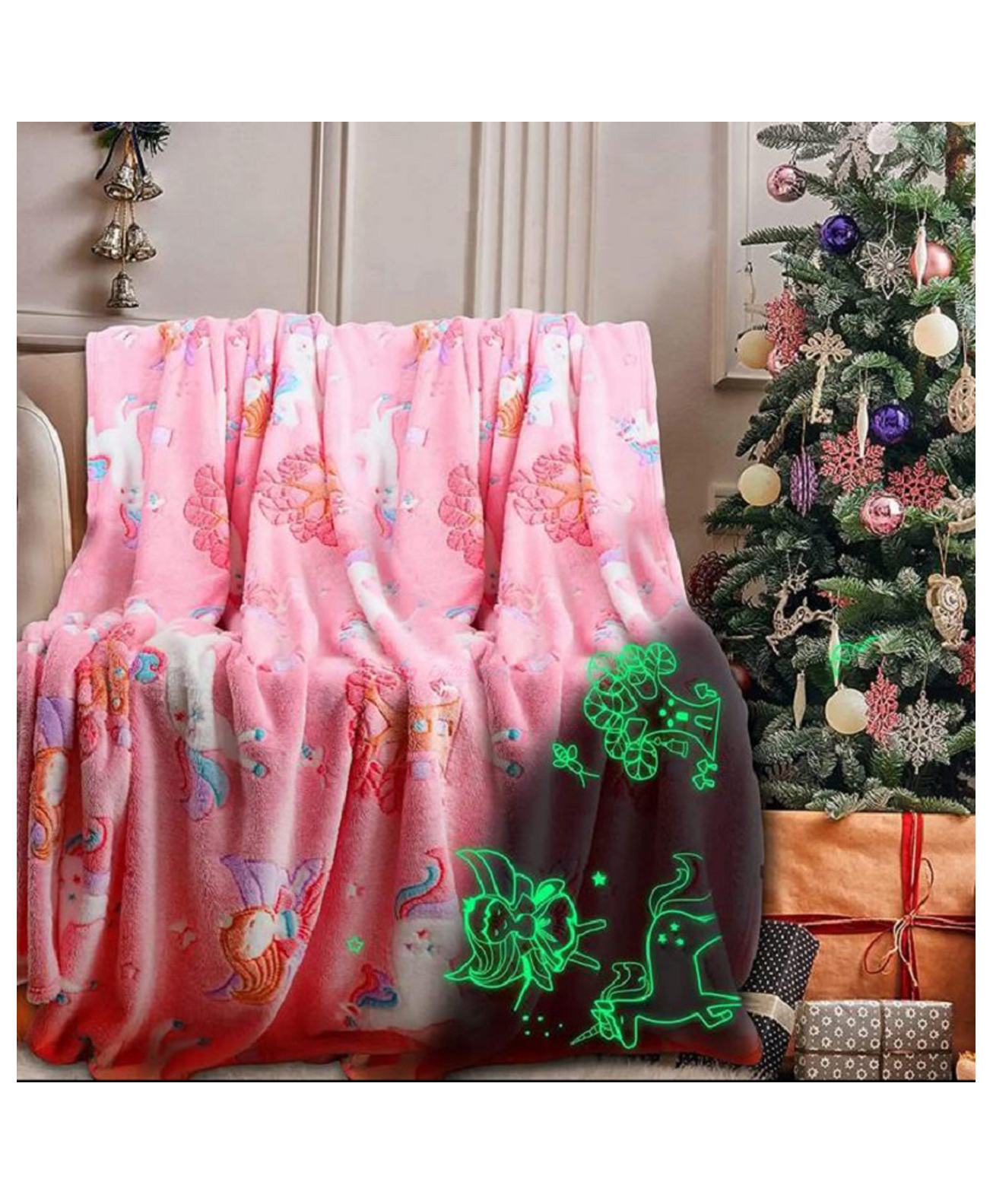 Butterthief Heart Glow in The Dark Radium Blanket for Kids - Color May Vary.