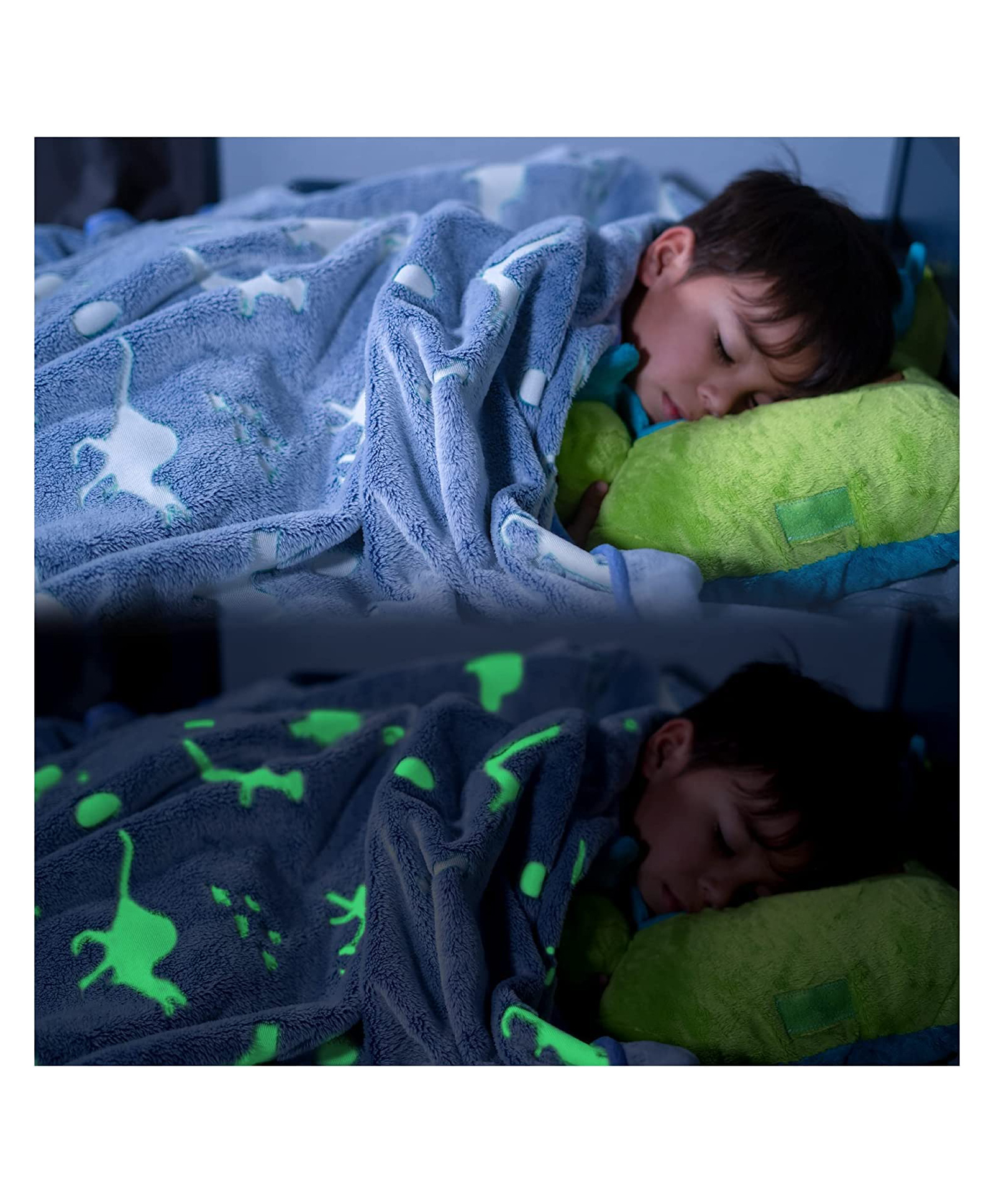 Butterthief Dino Glow in The Dark Radium Blanket for Kids - Color May Vary.