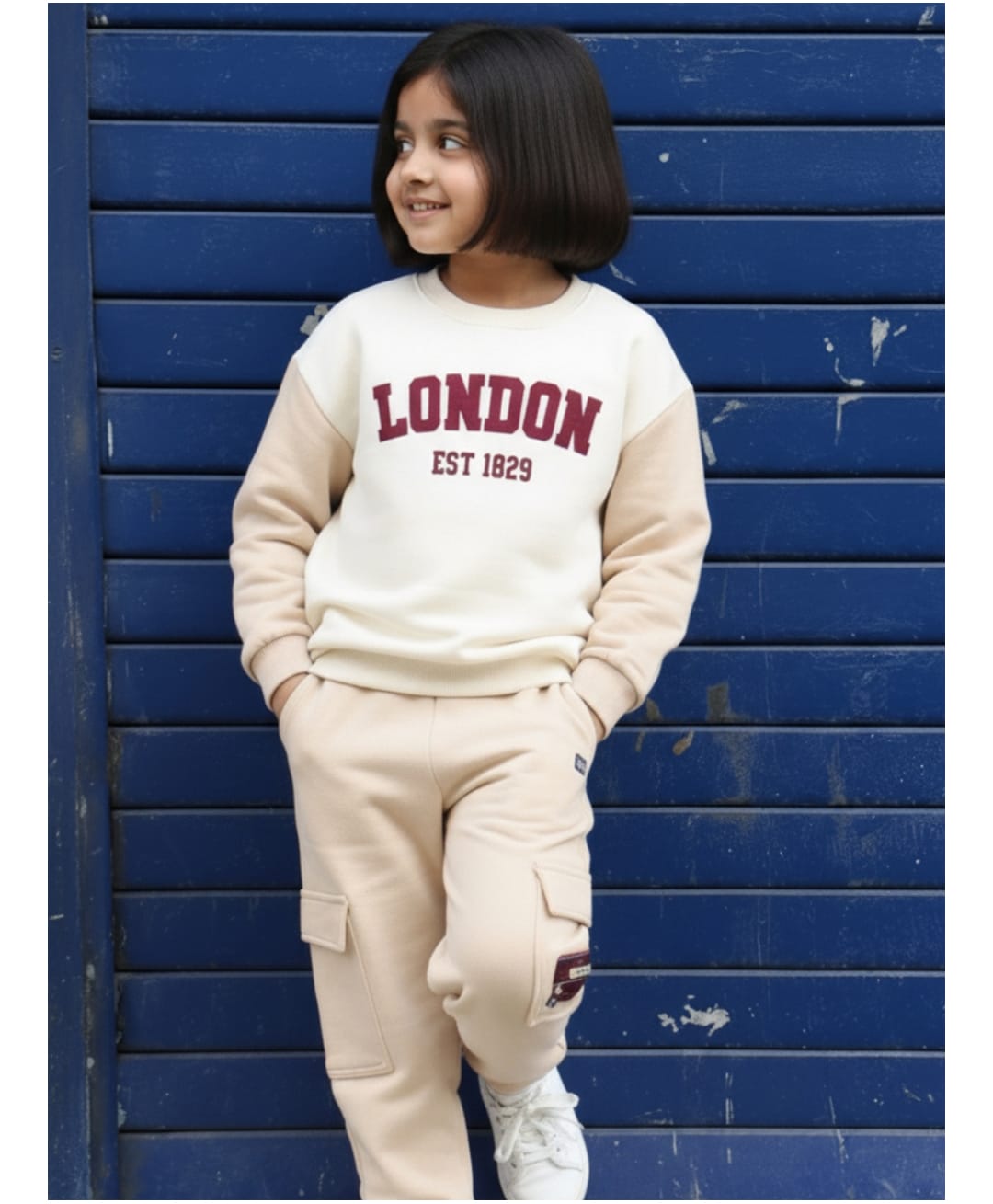 Nap Chief Pure Cotton Full Sleeves London Text Printed Tee & Joggers Set -  White-image-30