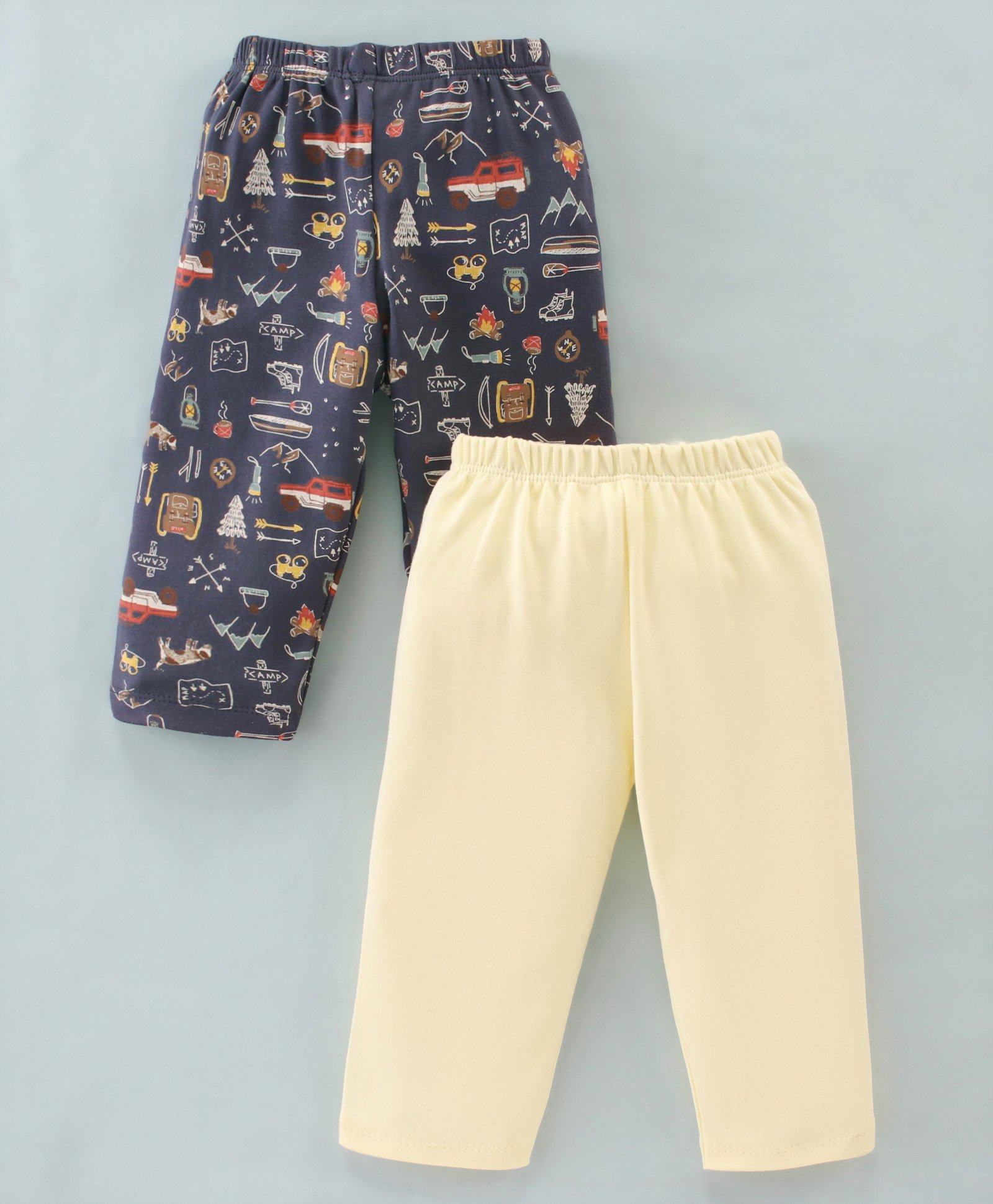 Ben Benny Interlock Knit Full Length Lounge Pants With Abstract Print Pack Of 2 - Navy Blue & Yellow-image-17