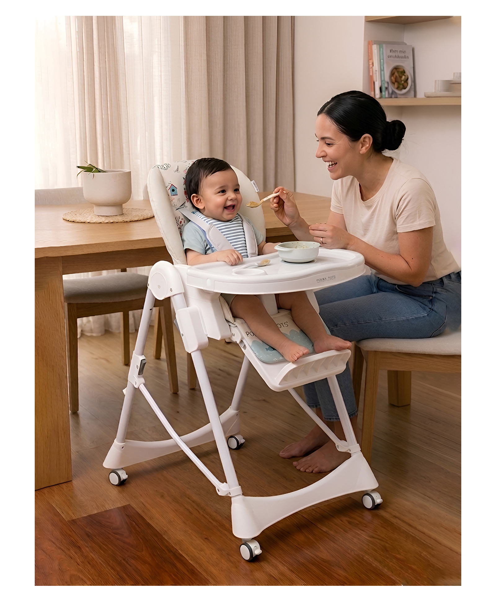 POLKA TOTS Elephant Design ChicChow Chariot High Chair For Your Baby Kid - Cream-image-49