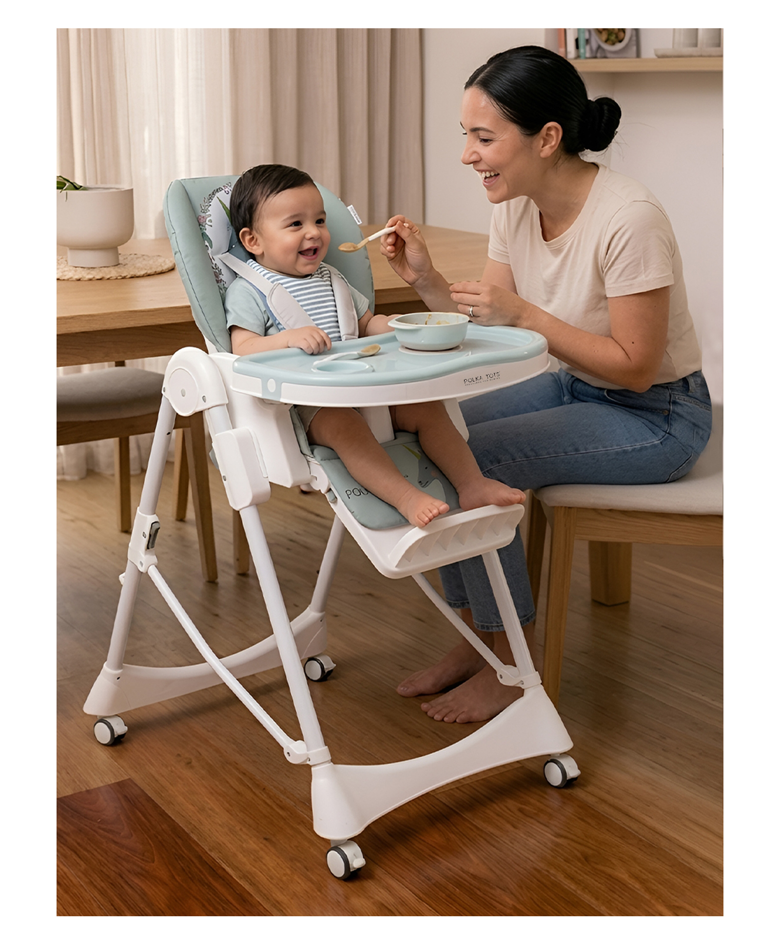 POLKA TOTS Unicorn Design ChicChow Chariot High Chair For Your Baby Kid - Green-image-42