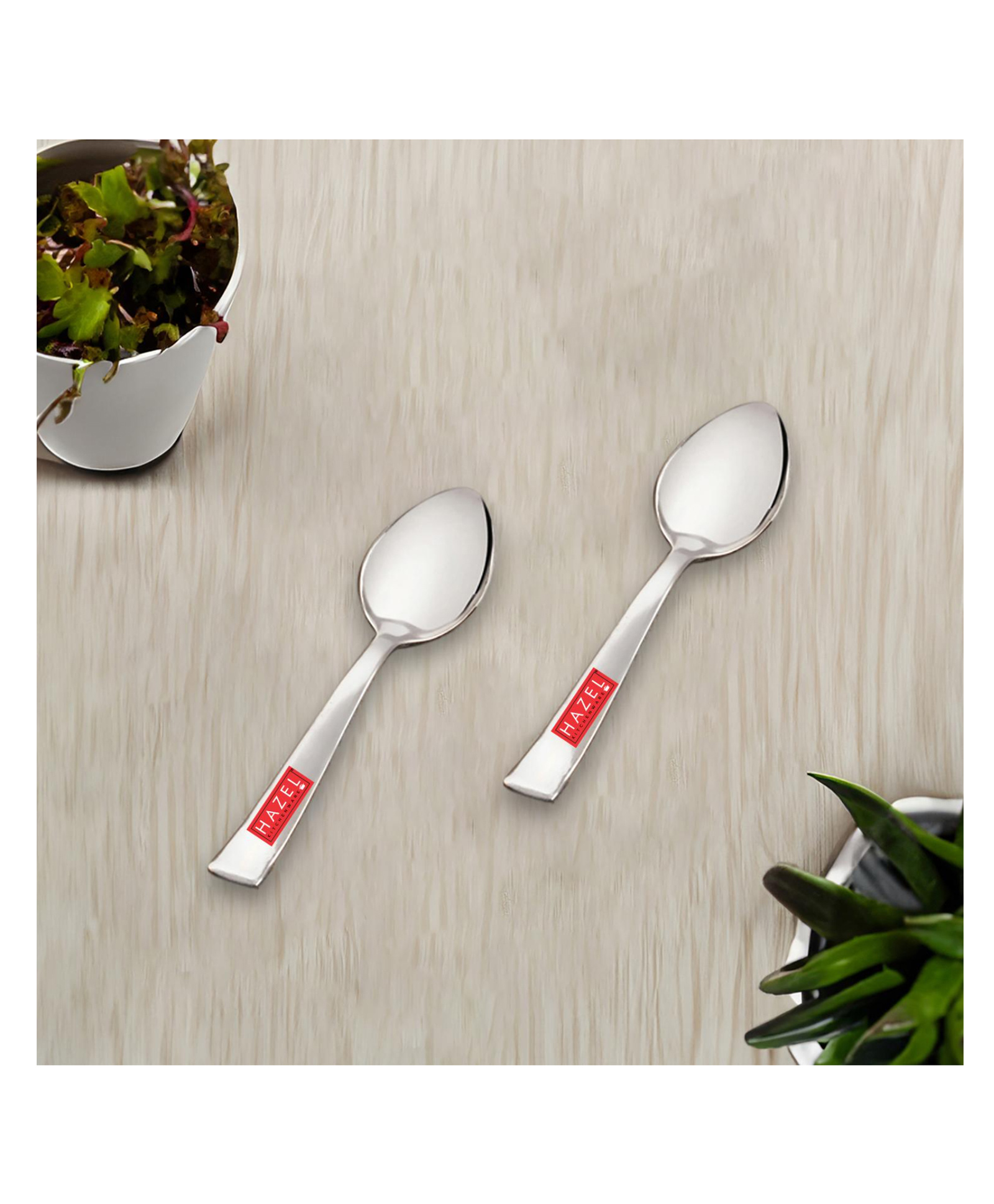 HAZEL Stainless Steel Small Spoons Set of 2 Baby Serving Spoon-image-5