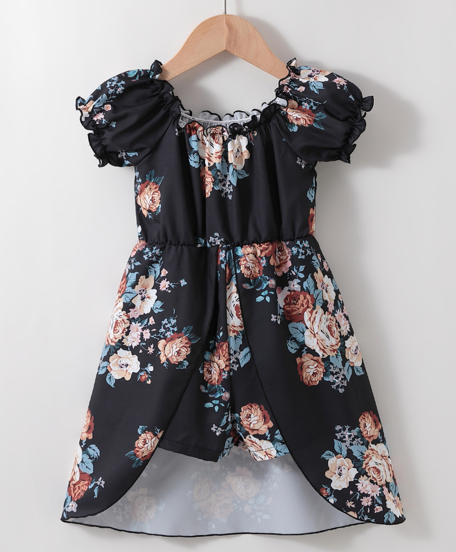Kookie Kids Half Sleeves Jumpsuit Floral Print - Black-picture-21