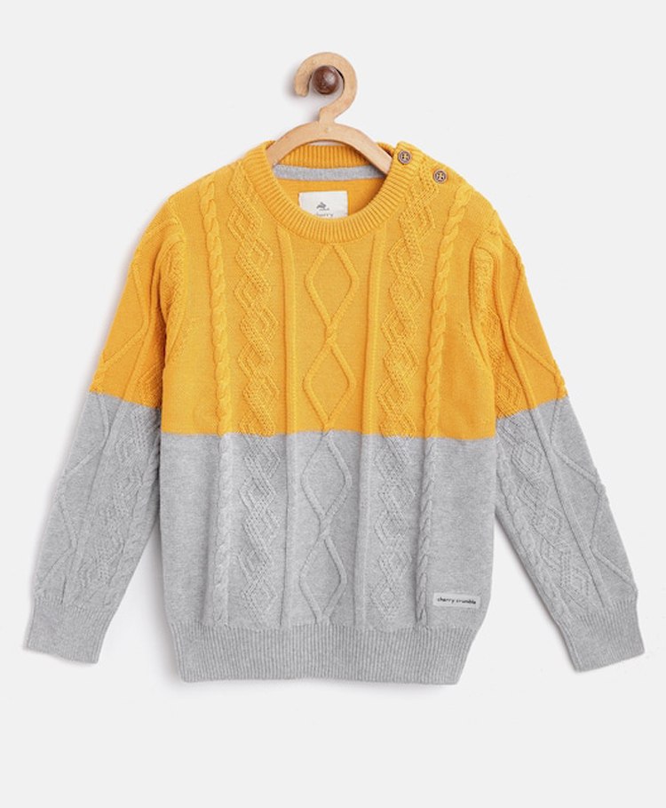 Cherry Crumble By Nitt Hyman Full Sleeves Cable Knitted Sweater -  Yellow-picture-39