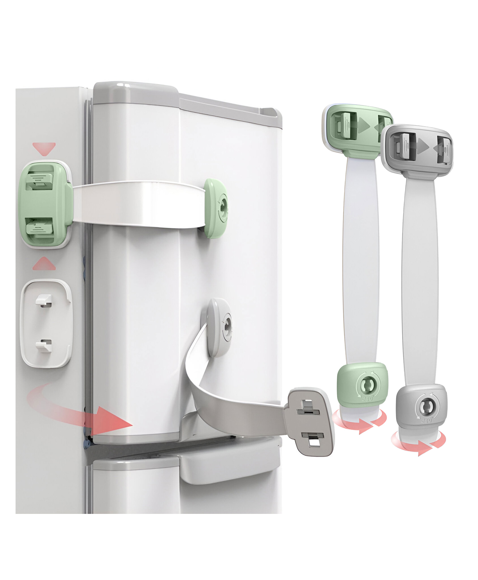 Bembika Child Safety Lock For Fridge, Drawers, Cupboard, Cabinet, Window Green Grey - 2 Pcs-picture-4