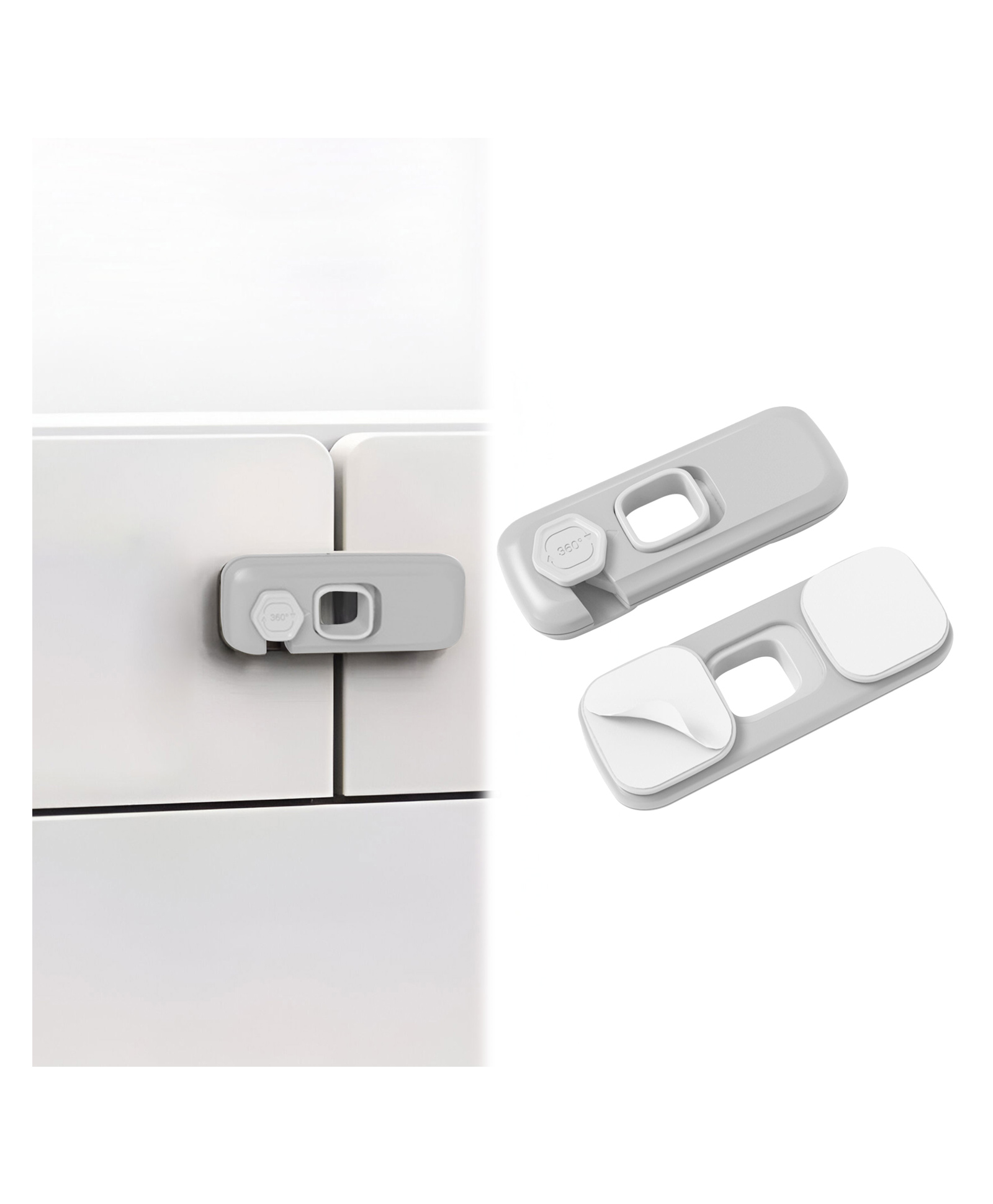 Child Safety Lock For Fridge, Drawers, Cupboard, Cabinet, Window Safety Multifunction Accessories Buckle Lock White - 2 Pcs-image-1
