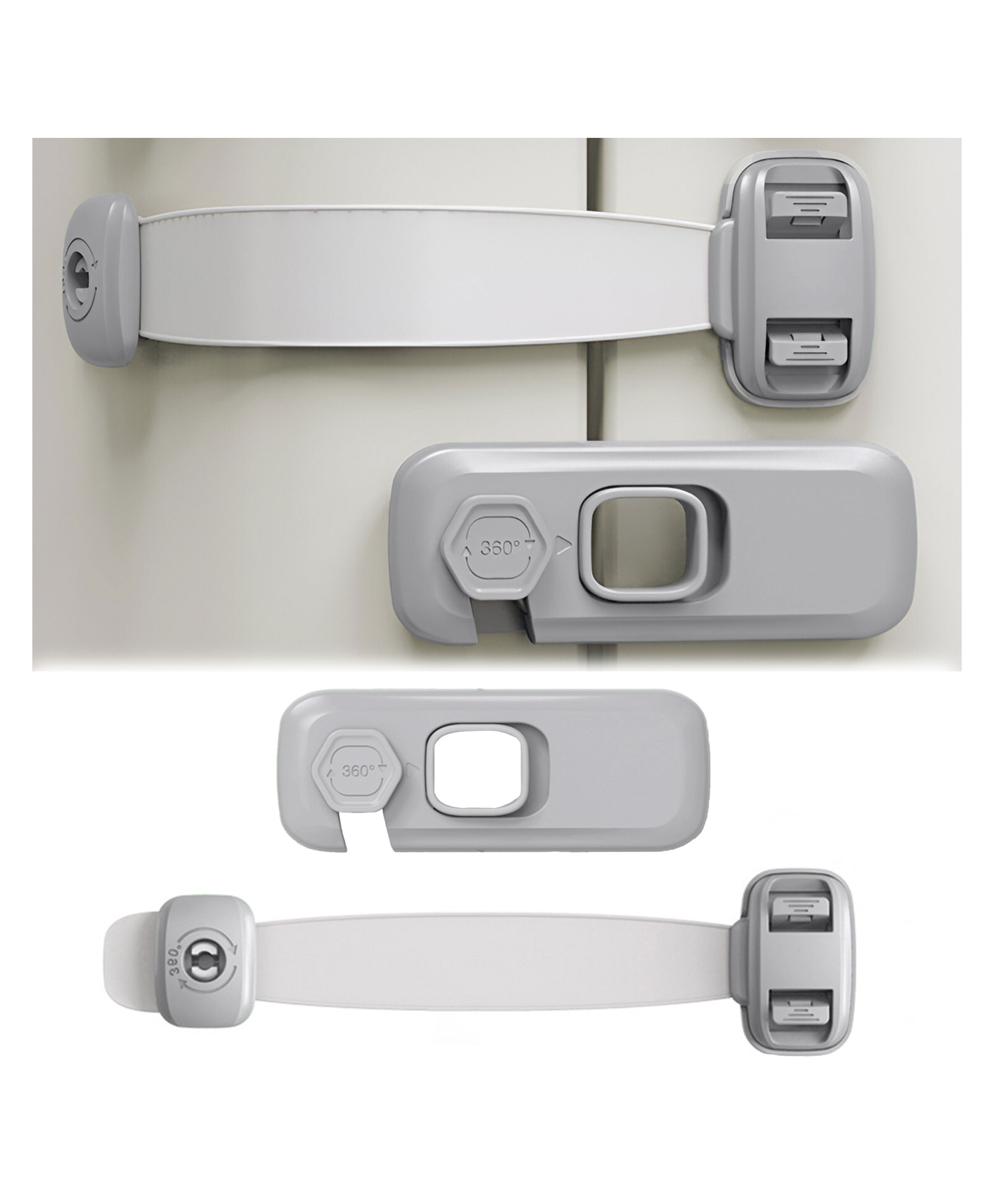 Bembika Child Safety Lock For Fridge, Drawers, Cupboard, Cabinet, Window Safety Multifunction Accessories Adjustable Buckle Lock Grey - 2 Pcs-picture-7