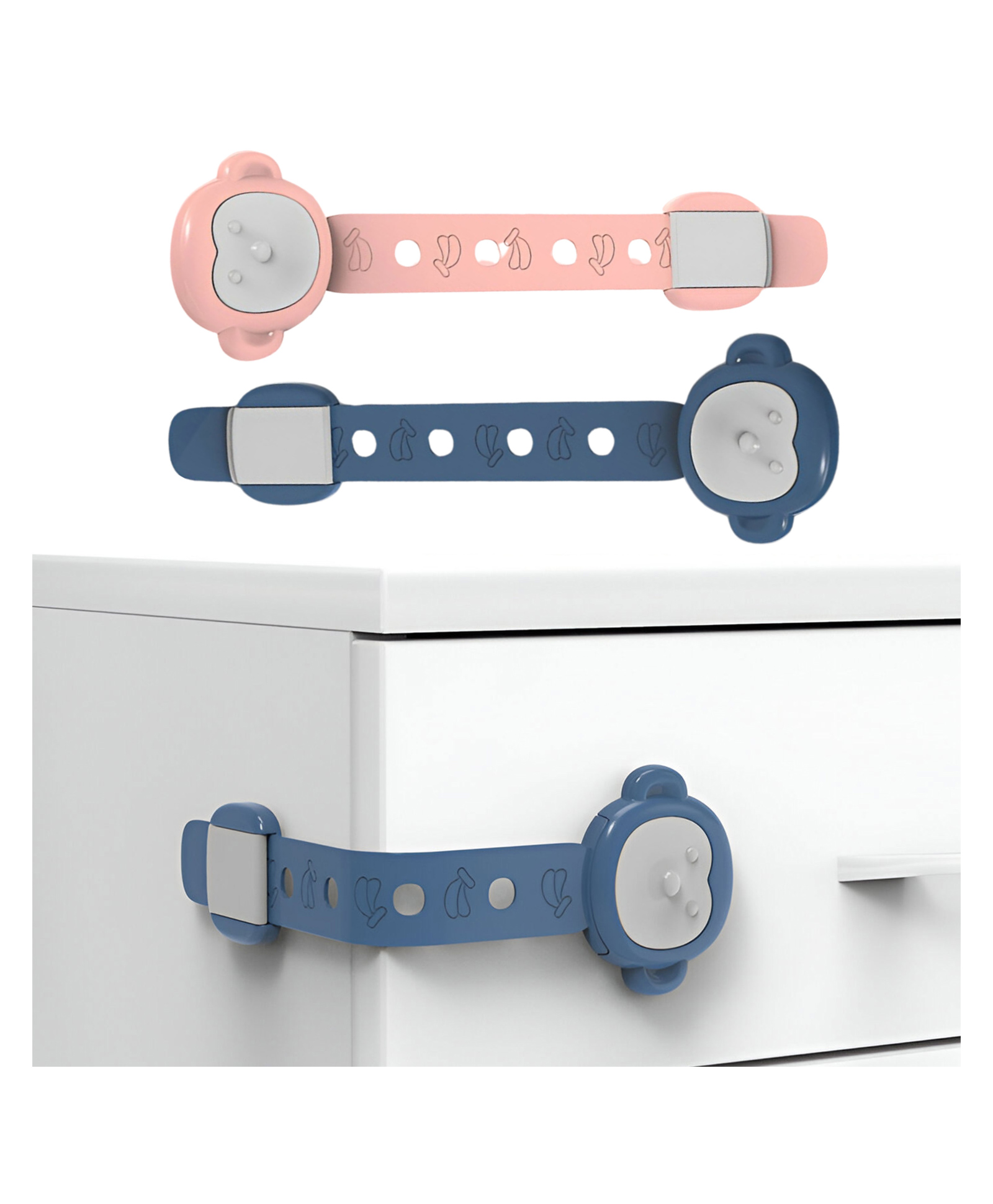 Bembika Child Safety Lock For Fridge, Drawers, Cupboard, Cabinet, Window Safety Monkey Design Pink & Blue - 2 Pcs-picture-3
