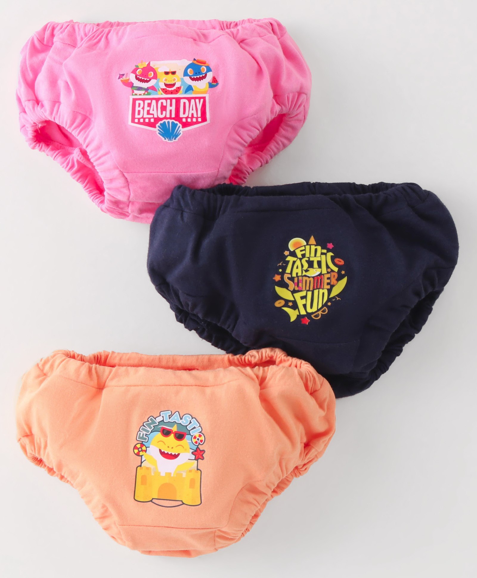 Bodycare Cotton Bloomers Text Print Pack Of 3 - Dark Pink Navy Blue & Dark Peach-image-31