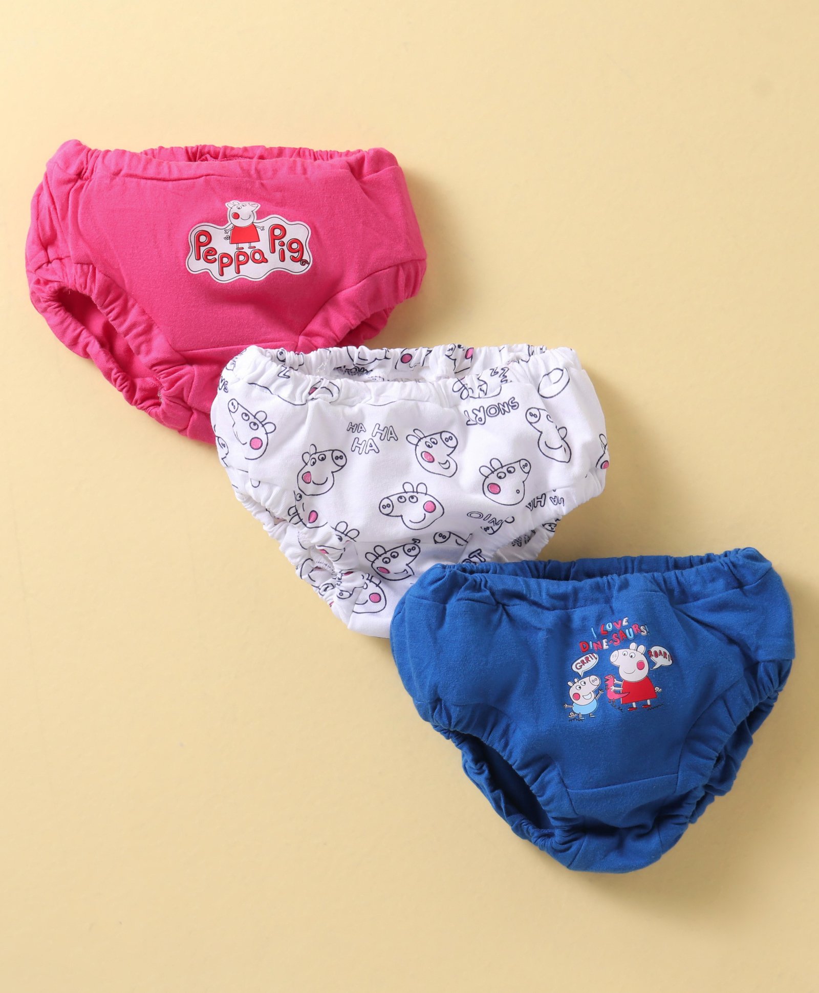 Bodycare Cotton Knit  Bloomers Peppa Pig Print Pack of 3- Pink White & Blue-image-16
