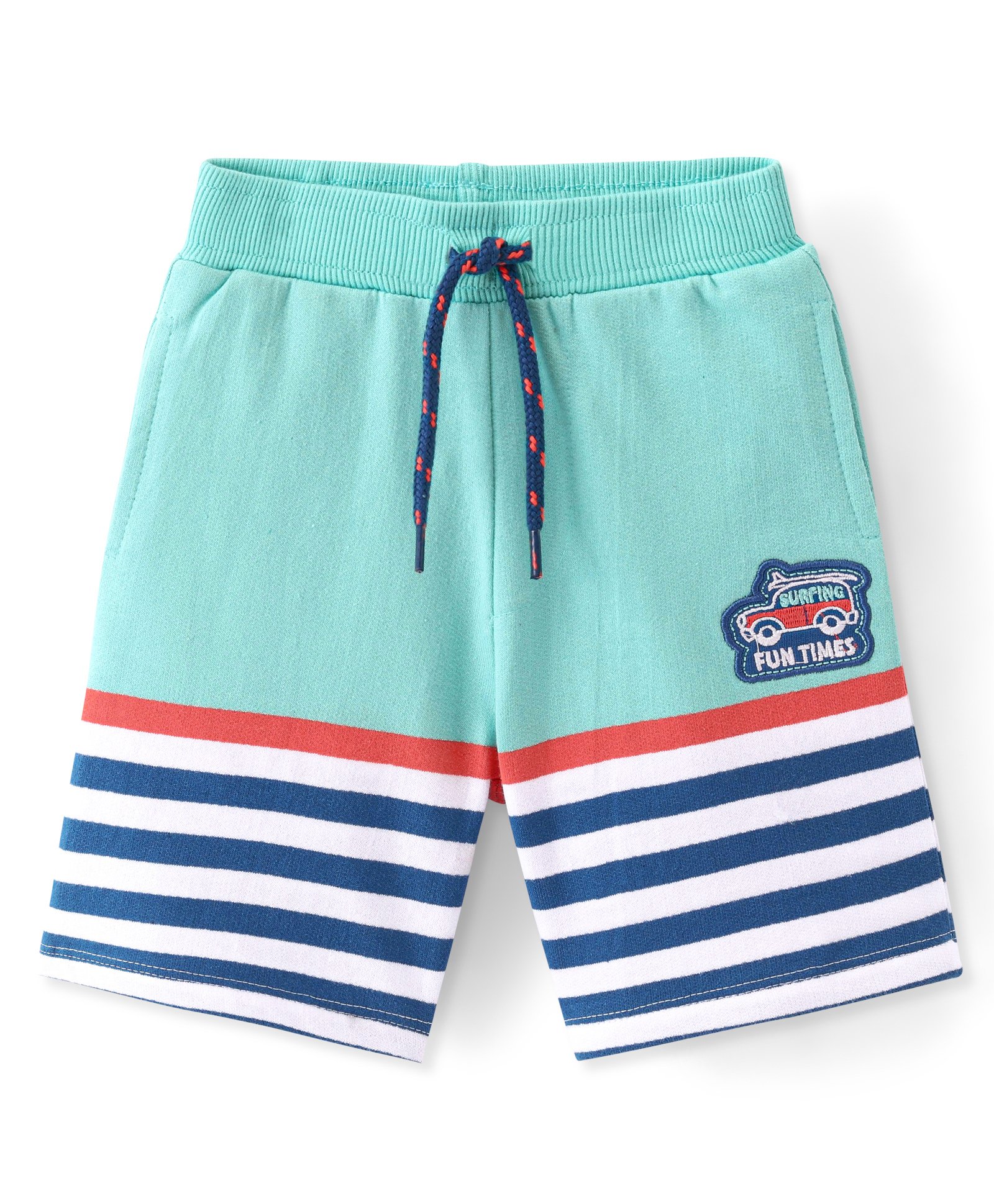 Babyhug Cotton Looper Knit Shorts Stripe Design - Multicolour-image-41