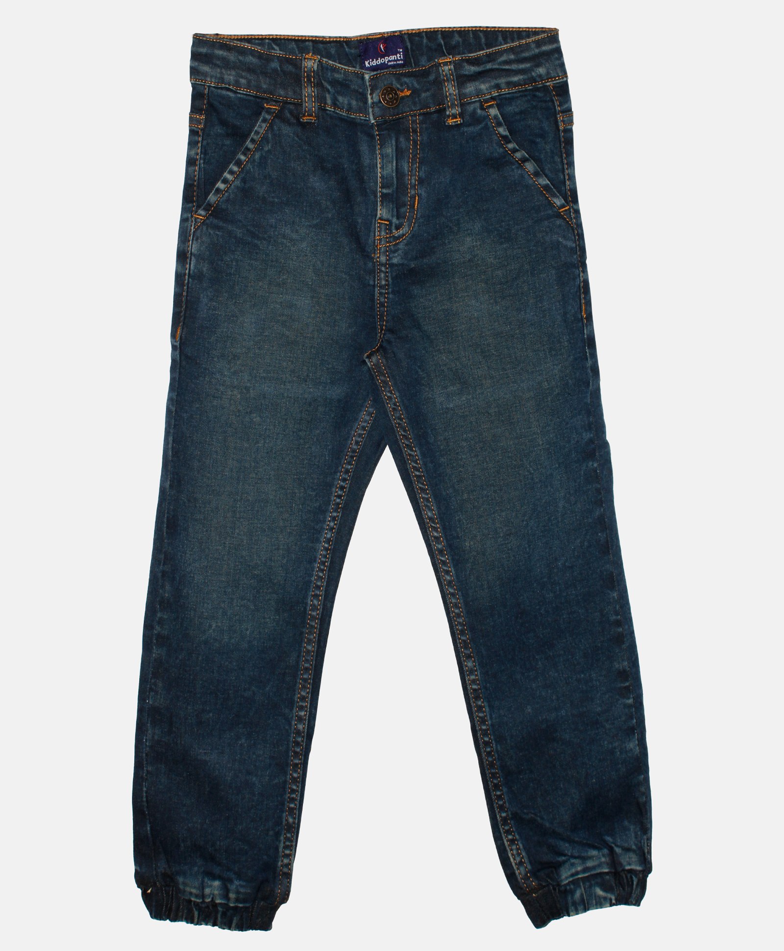Kiddopanti Solid Jogger Denim Pant - Dark Blue-picture-18