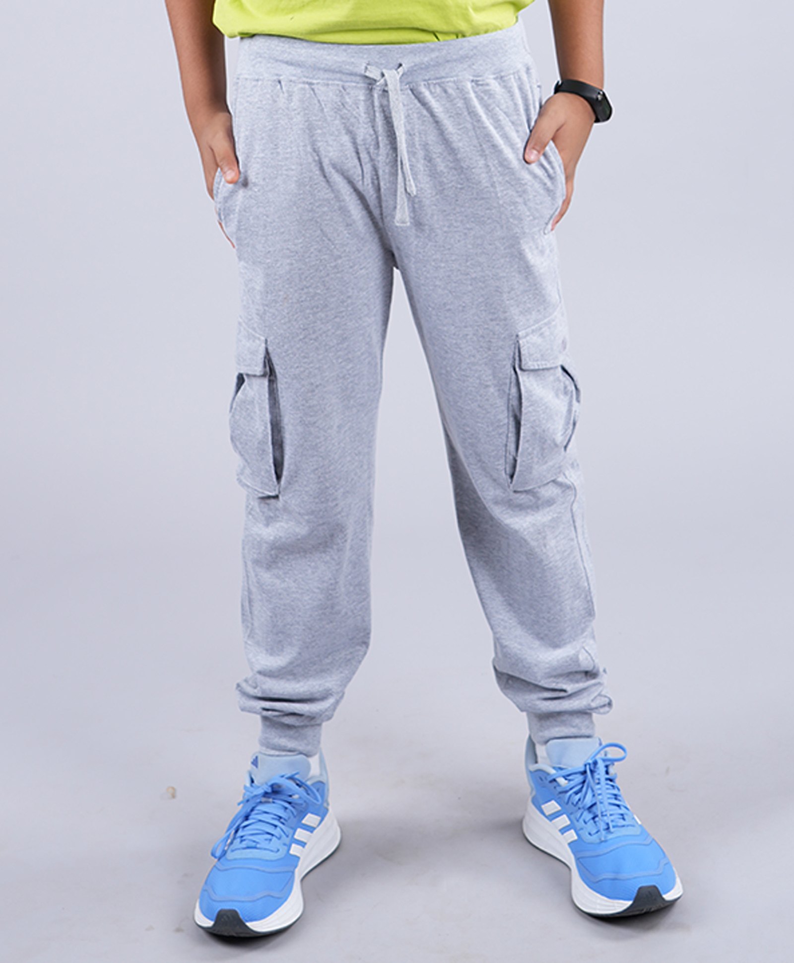 Kiddopanti Solid  Cargo Track Pant - Grey Melange-picture-28