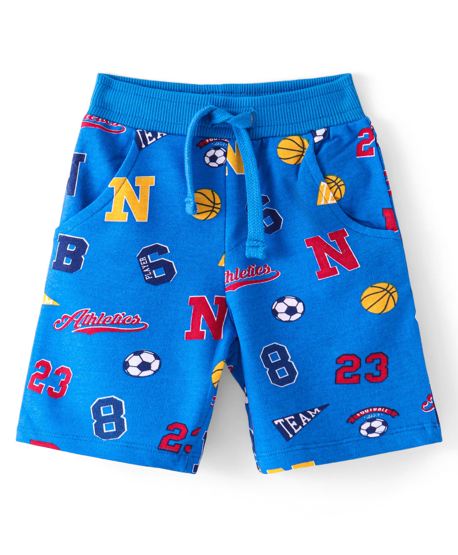 Babyhug Cotton Looper Knit Shorts Alphabet & Number Print - Blue-picture-20
