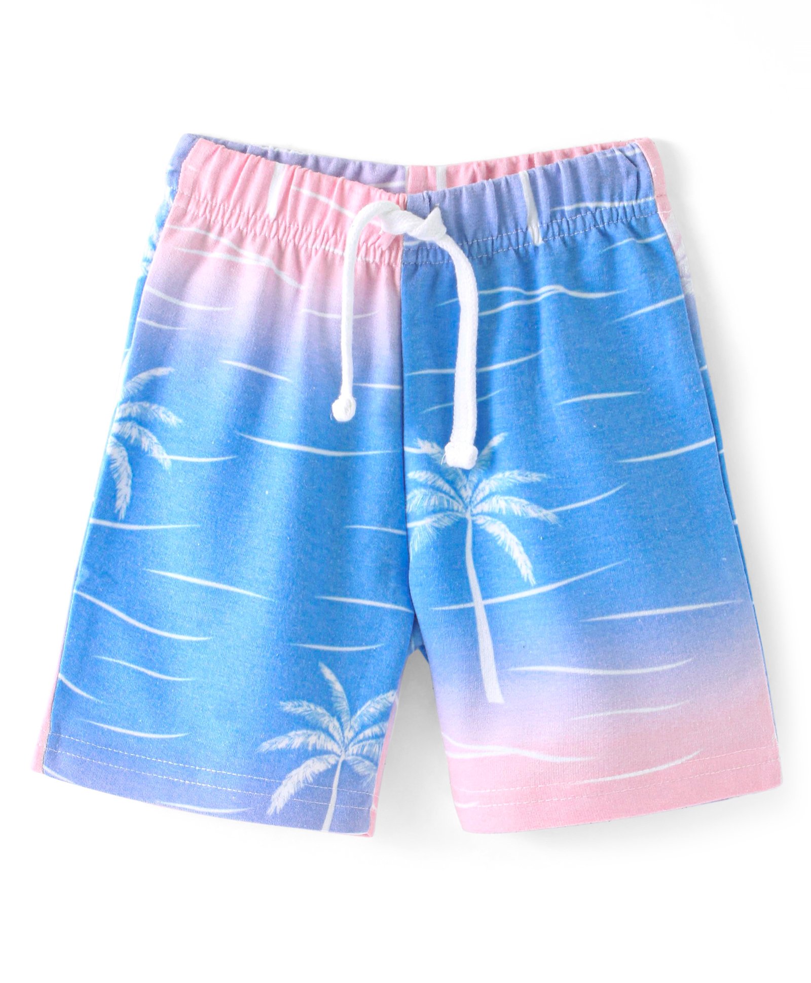 Babyhug Cotton Looper Knit Shorts with Palm Tree Print - Blue-image-14
