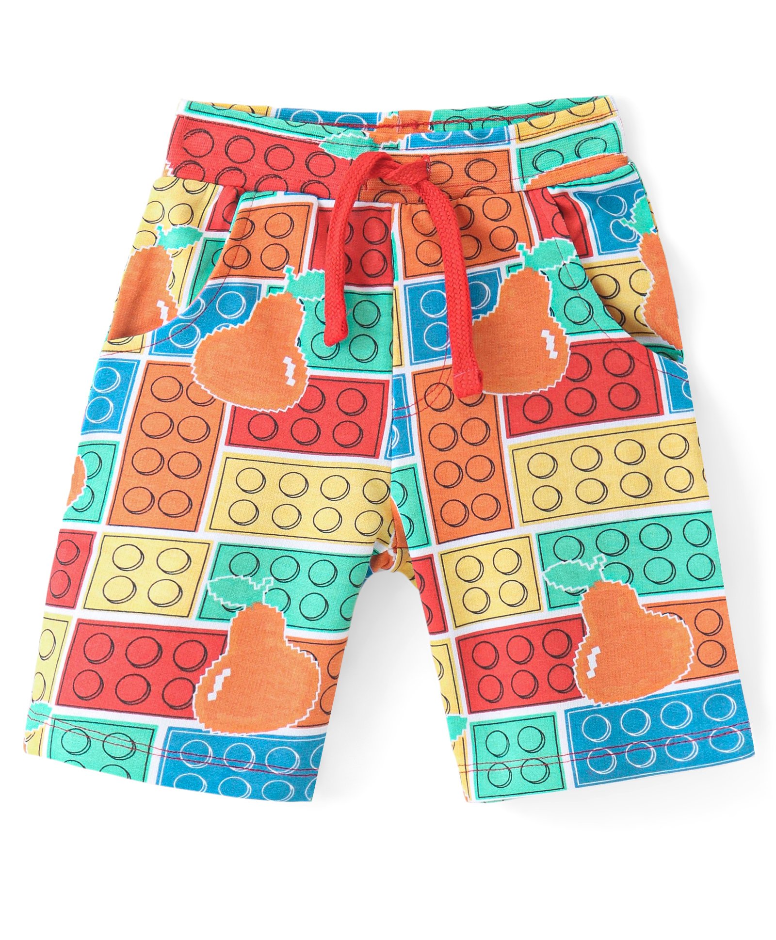 Babyhug Cotton Looper Knit Shorts with Pear & Blocks Print - Multicolour-image-31