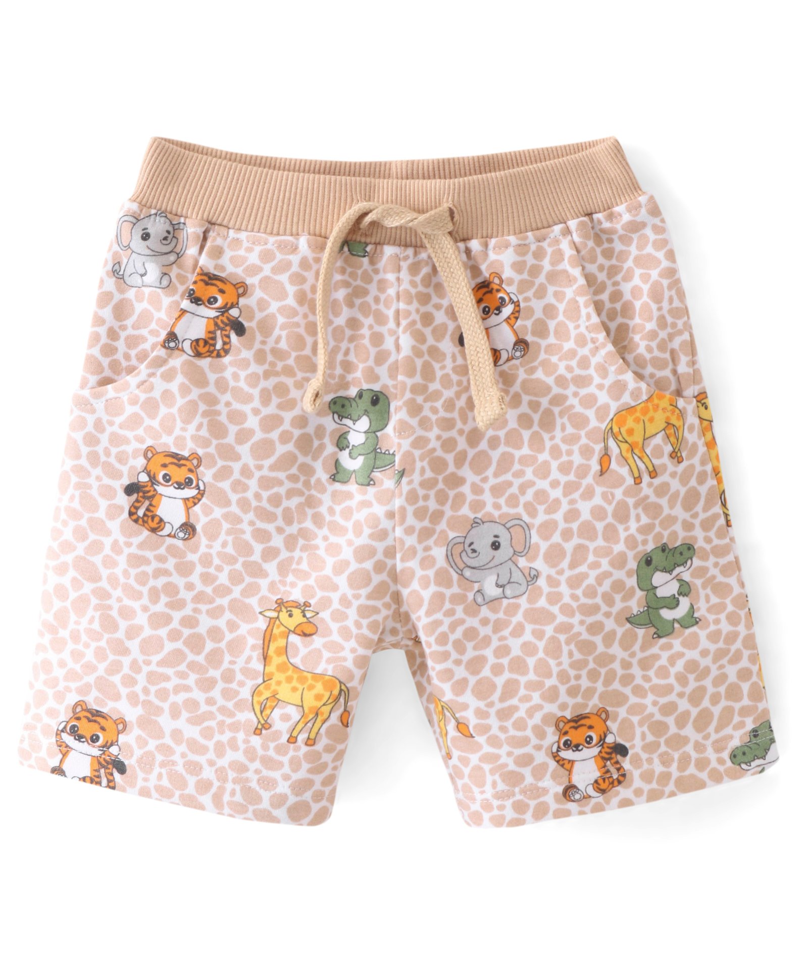 Babyhug Cotton Looper Knit Shorts   Animal Print - Cream-picture-26
