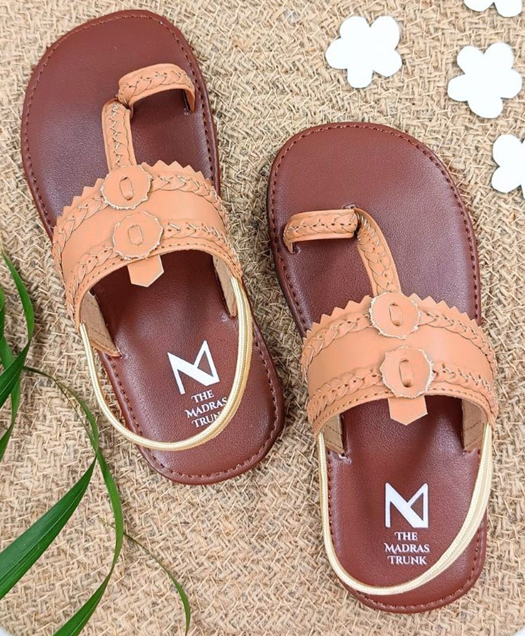The Madras Trunk Strap Designed Detailed Kolhapuris Sandals - Brown And Tan-picture-23