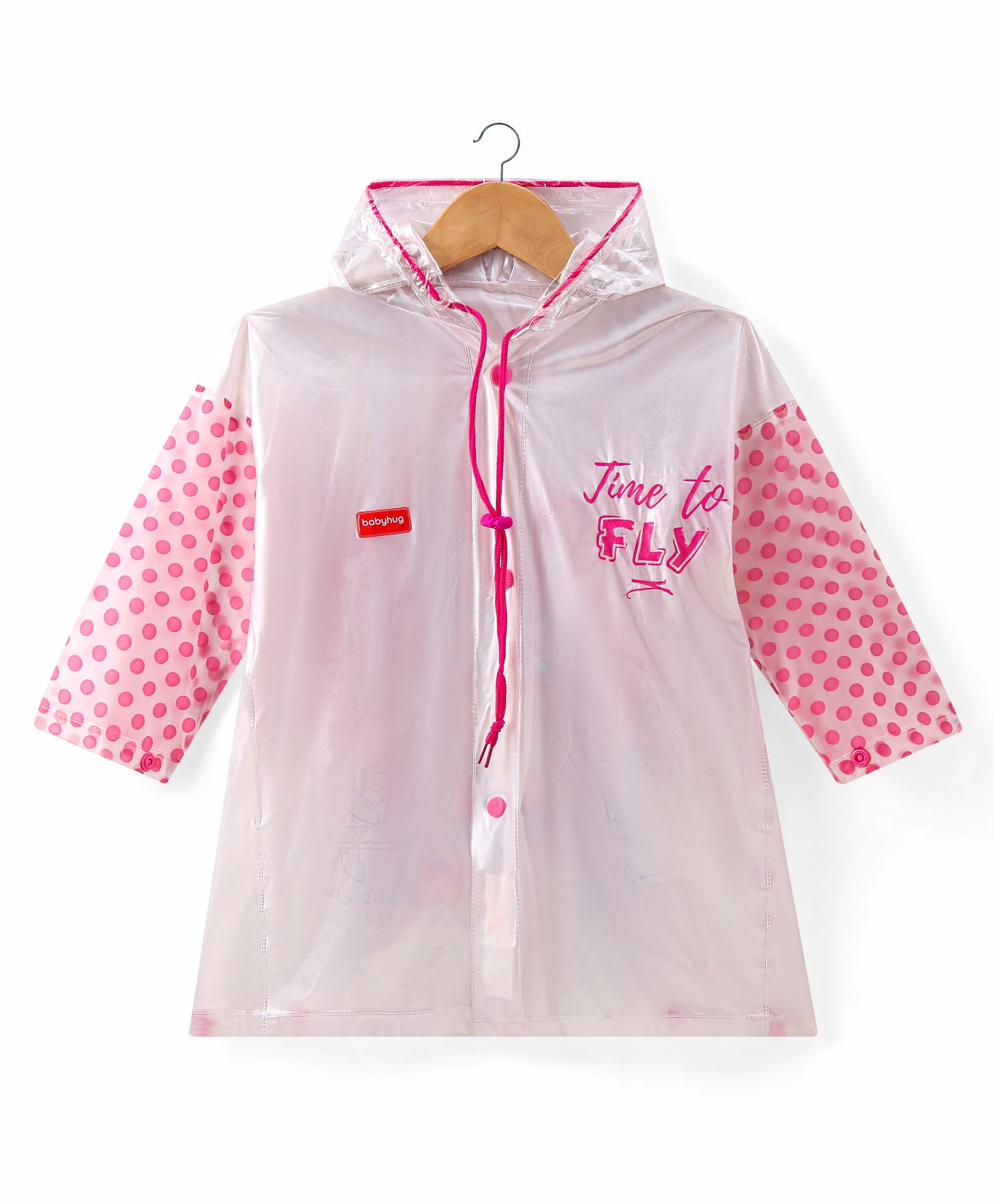 Babyhug Below Knee Length Full Sleeves Raincoat Owl Print - White-image-20