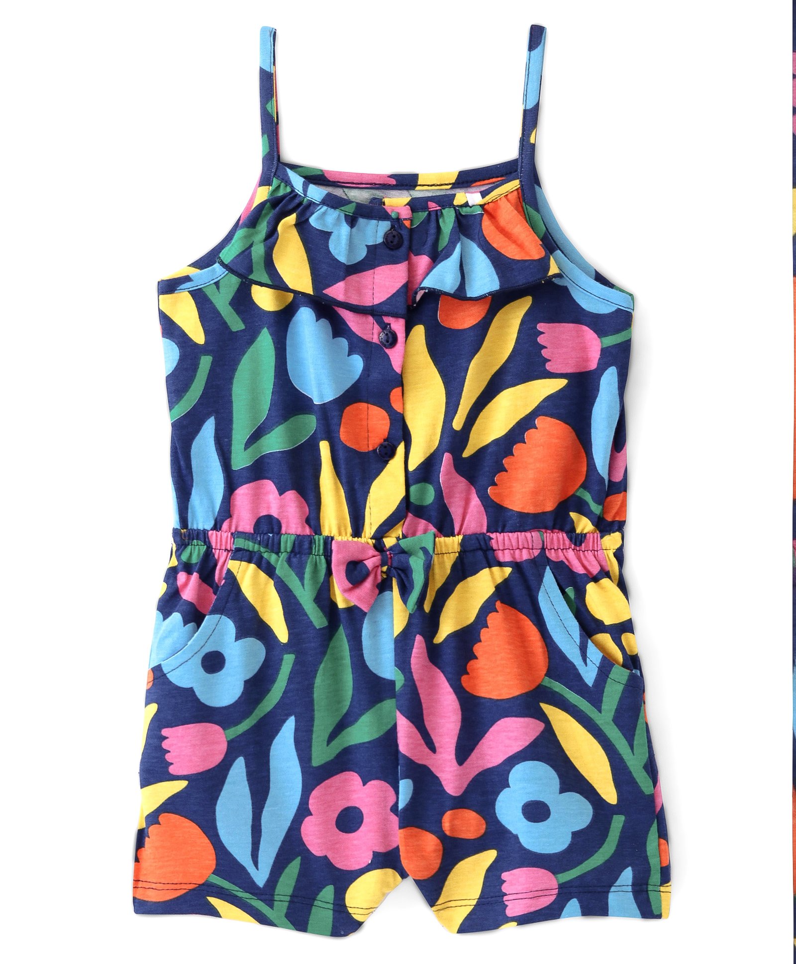 Babyhug Single Jersey Sleeveless Jumpsuits Floral Print - Multicolour-picture-12