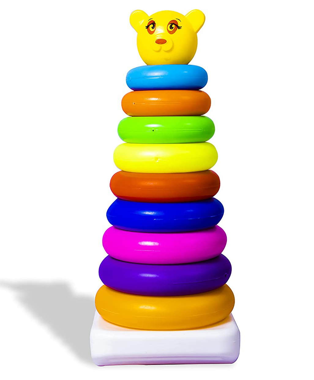 Vinmot 9 Pcs Educational Multicolored Stacking Teddy Plastic Rings Tower Set for Kids