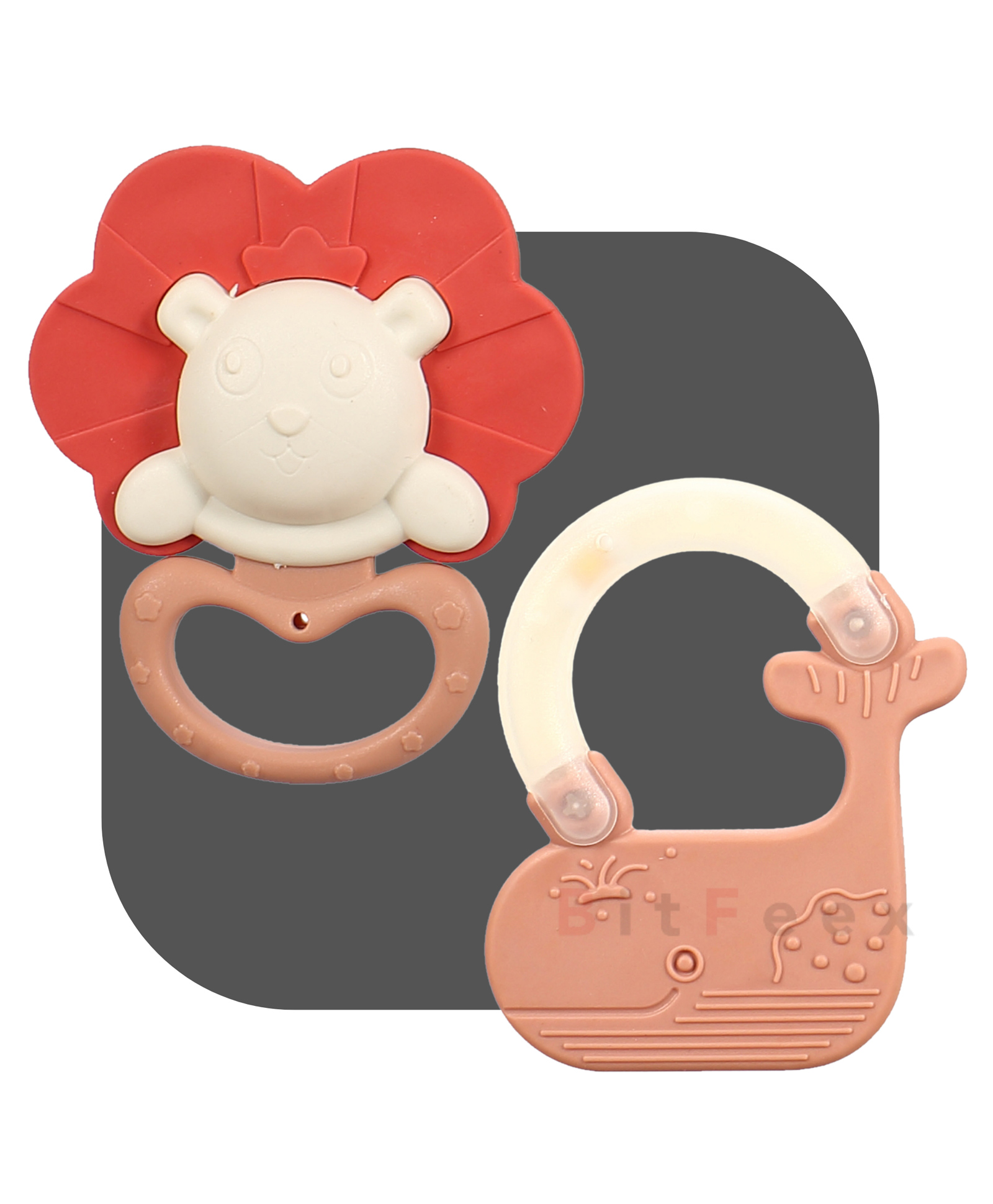 BitFeex  Teether Lion and Whale Babies to soothen their gums, Easy to Grasp hold and chew Infant Toys (Pack of 2, Color May Vary)-picture-24