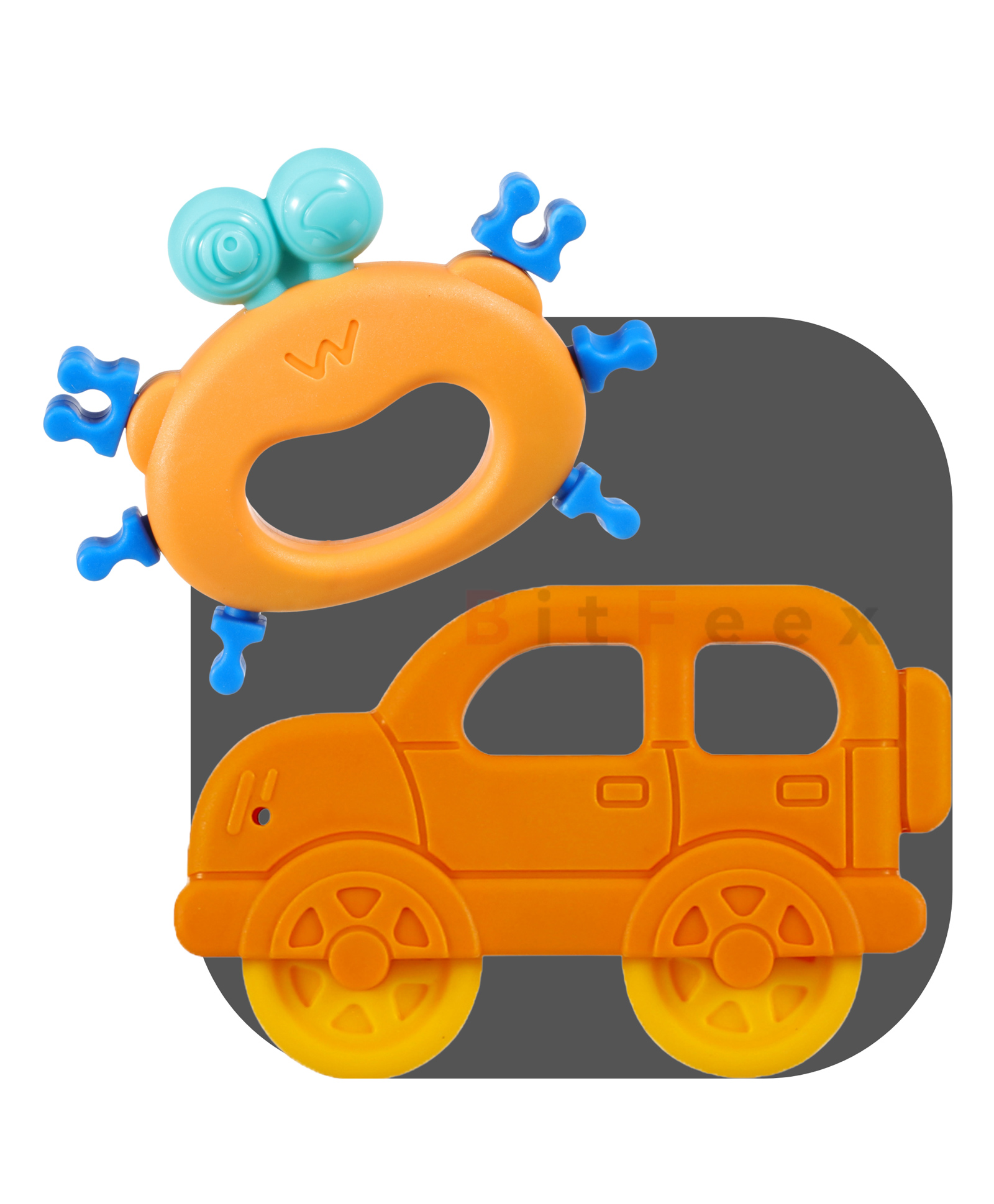 BitFeex  Teether Crab and Car Babies to soothen their gums, Easy to Grasp hold and chew Infant Toys (Pack of 2, Color May Vary)-picture-10