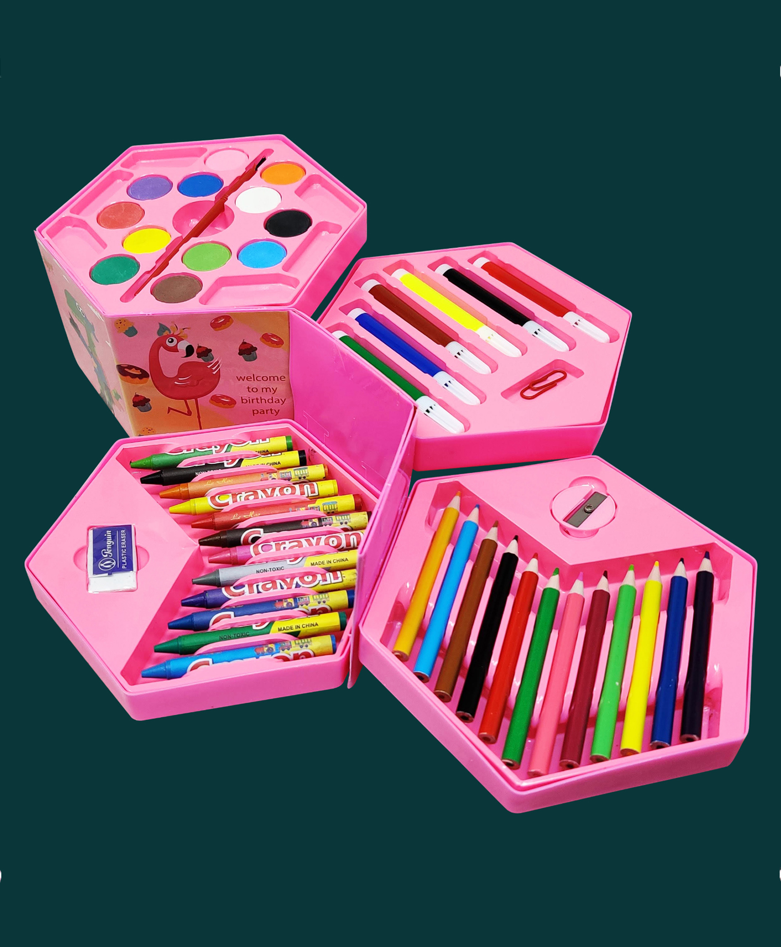 Parteet Colors Box with Color Pencil Crayons Water Color Sketch Pens Set of 46 Pieces (Pack of 1)-image-31