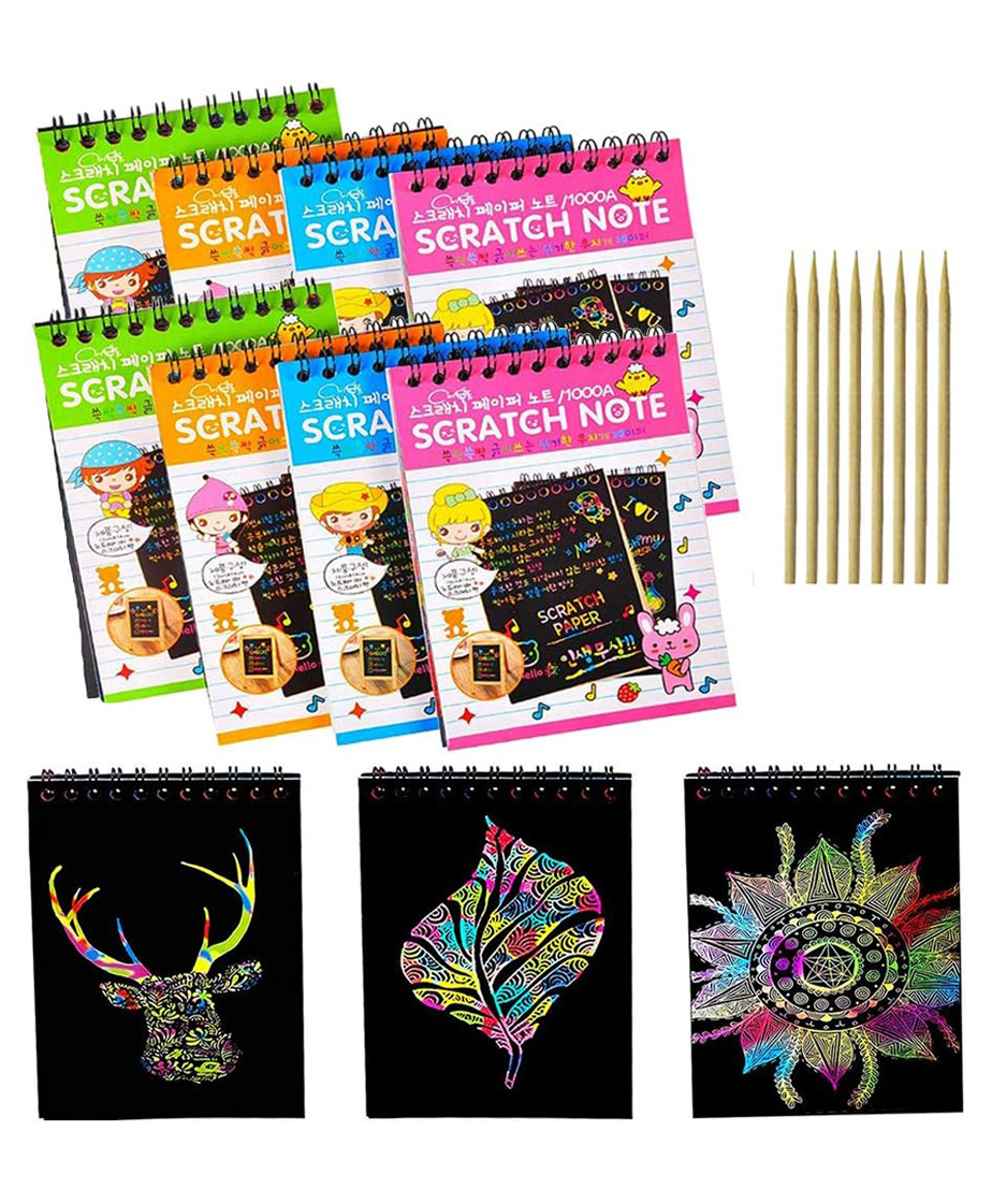 ADKD Scratch book for Kids For Birthday Return Gifts For Kids pack of 8- Color May Vary-image-35
