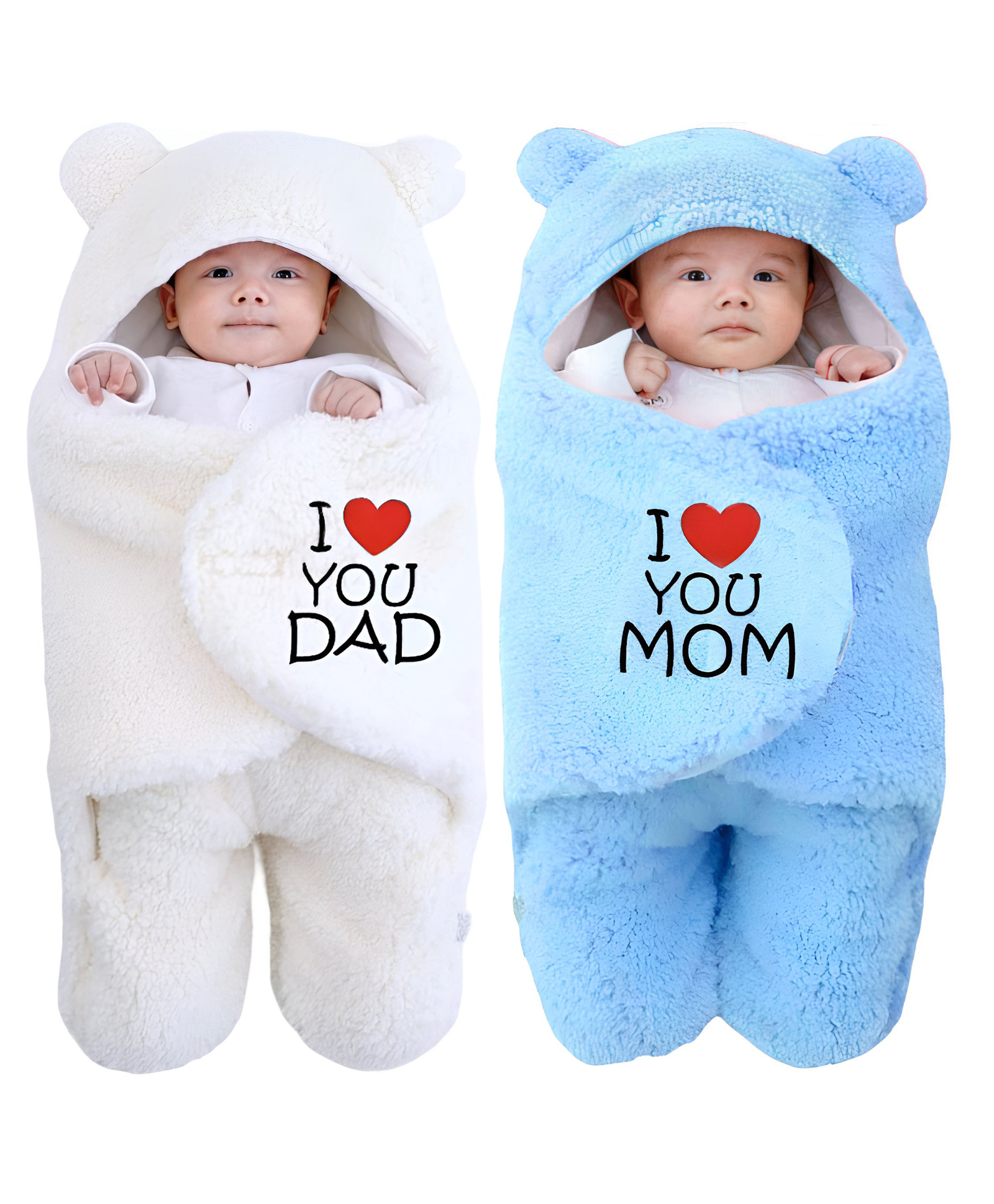 Brandonn Wearable Baby Swaddle Blanket Pack of 2  - White, Sky blue-image-20