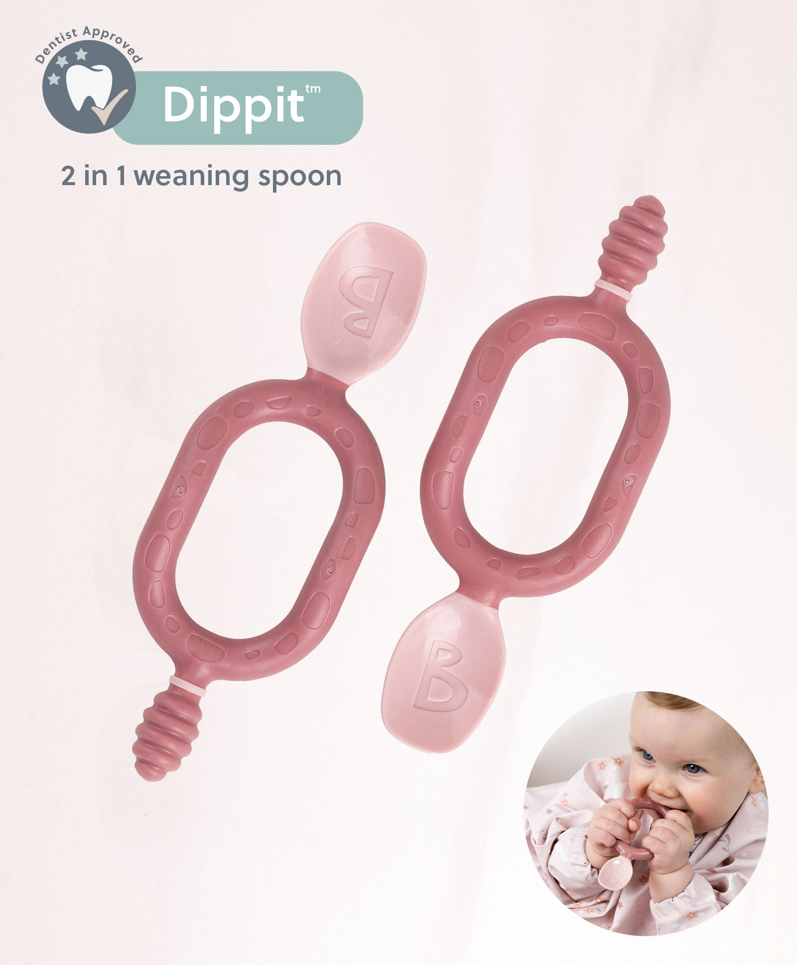 Bibado Dippit Multi stage Baby Weaning Spoon and Dipper Blush - Pack of 2-image-4